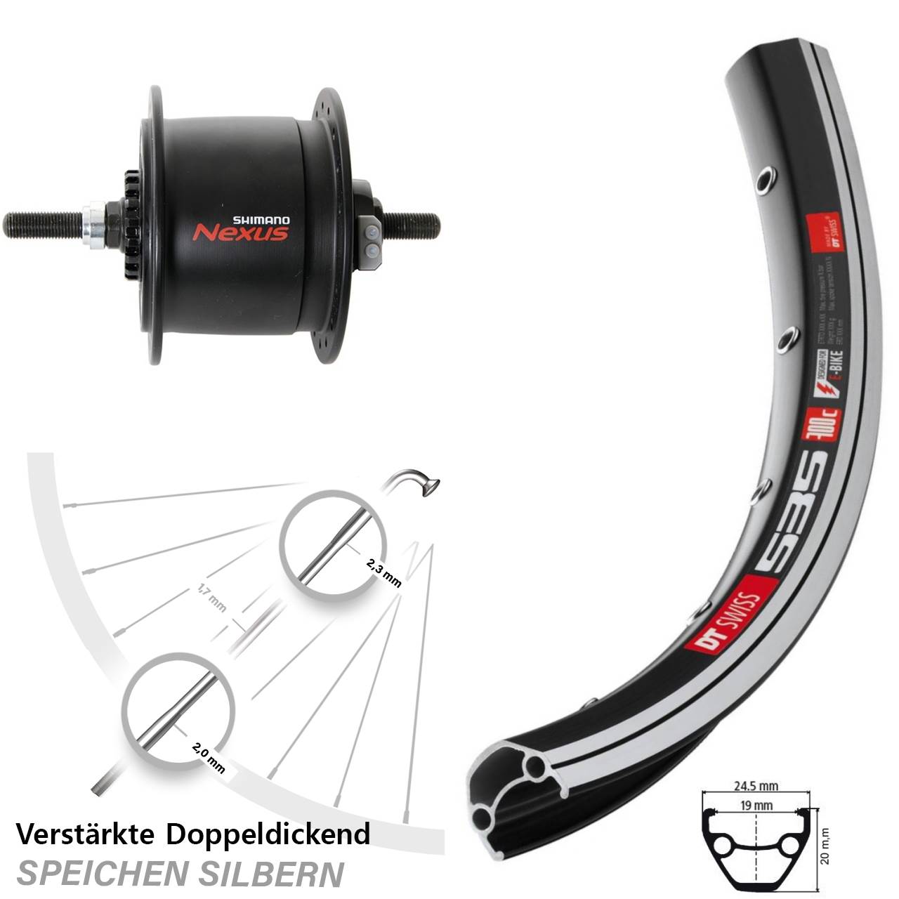V-Brake Laufrad Bärwinkels 28 Zoll Hinterrad - Ind Produktbild