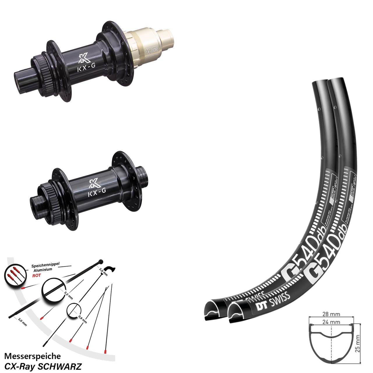 Disc Laufrad-Satz 12x100/142 28-29 Zoll DT Swiss G 540 KX-G XDR CX-Ray