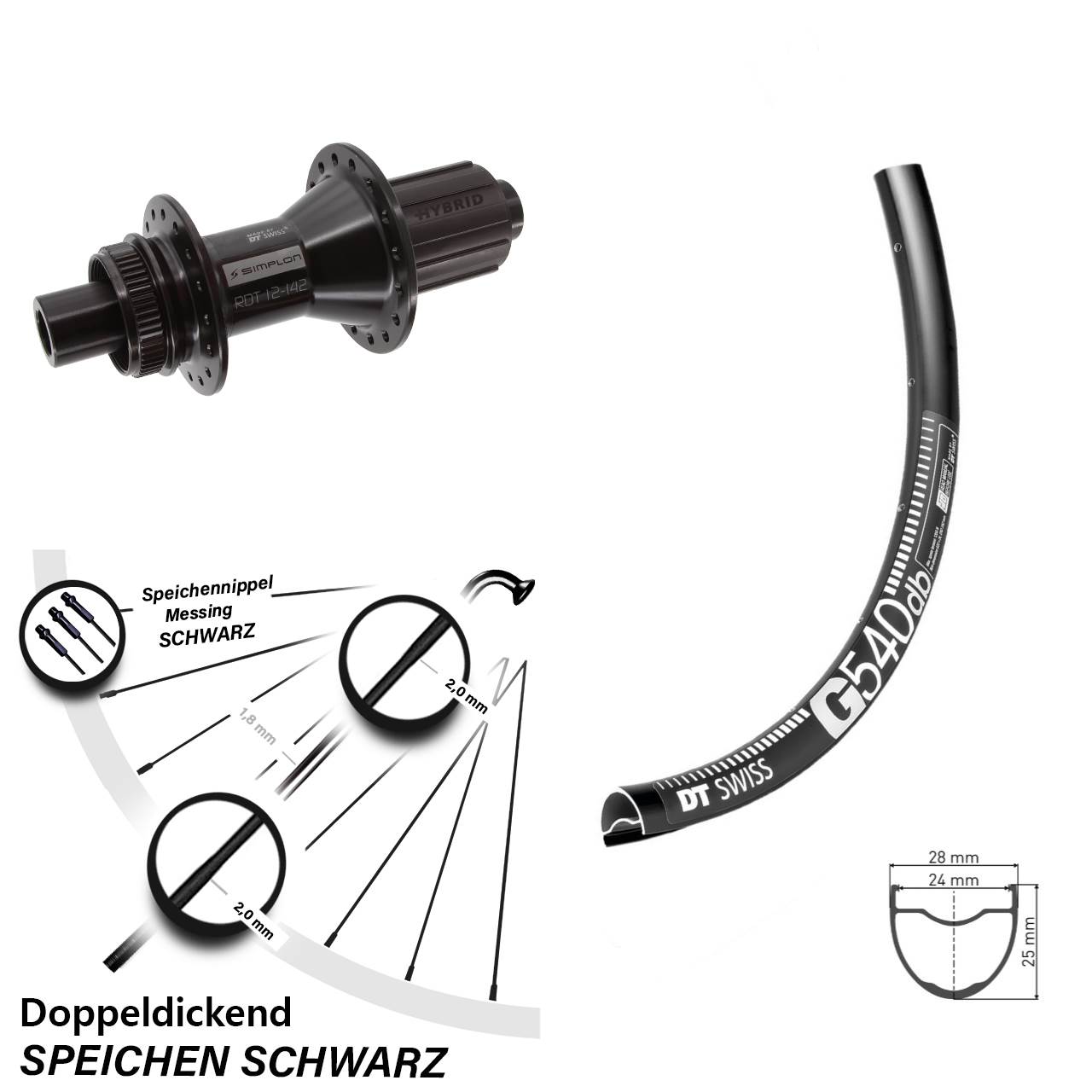 Hinterrad Centerlock 12x142 27,5 Zoll DT Swiss G540-370 Hybrid 8-11 fach