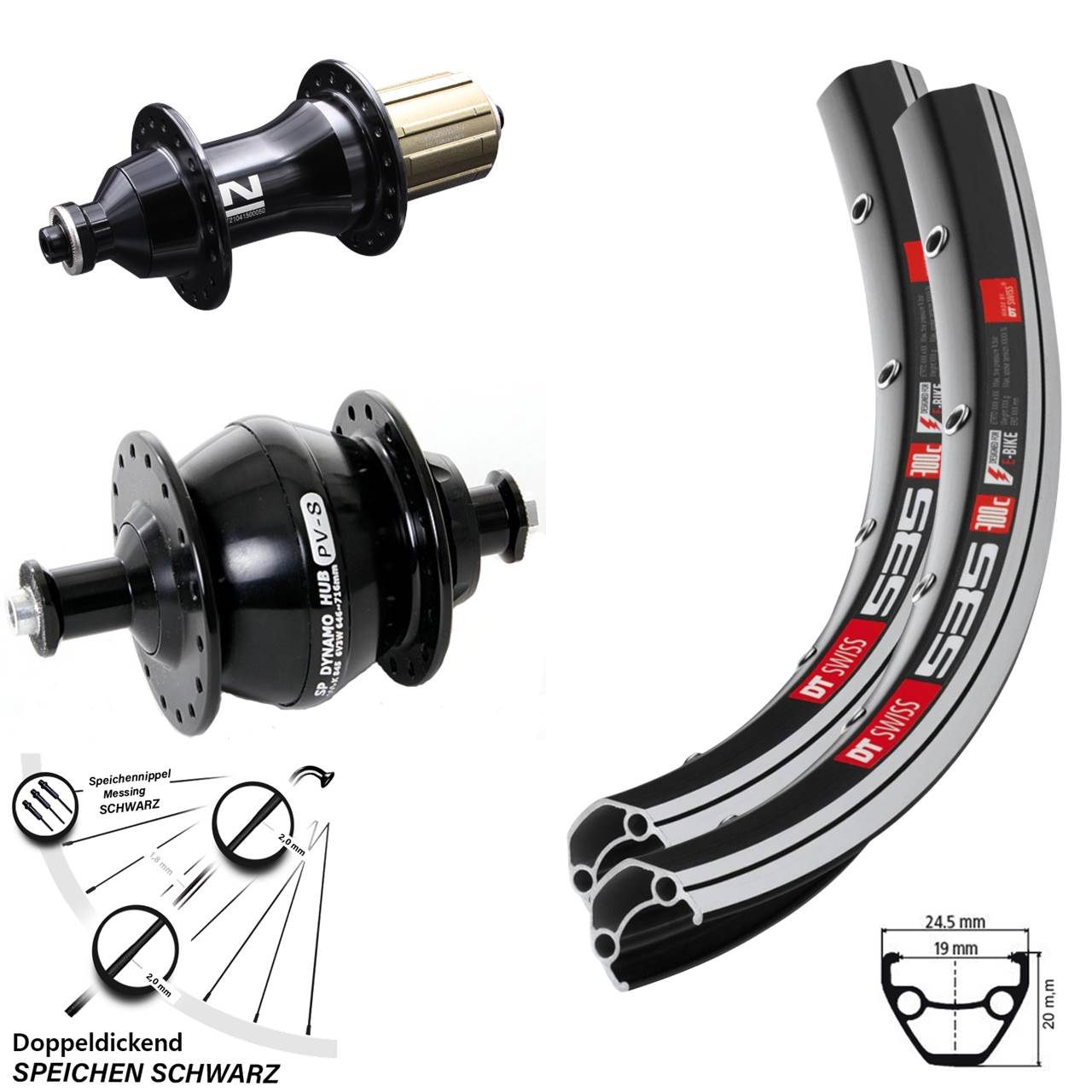 28 Zoll Laufrad-Satz Novatec F162 Shutter Precision PV-8 DT Swiss 535