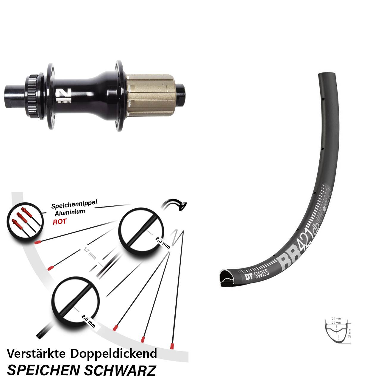 28 Zoll DT Swiss RR421 Novatec D792SB Centerlock Hinterrad 12x142 8-12 fach HG