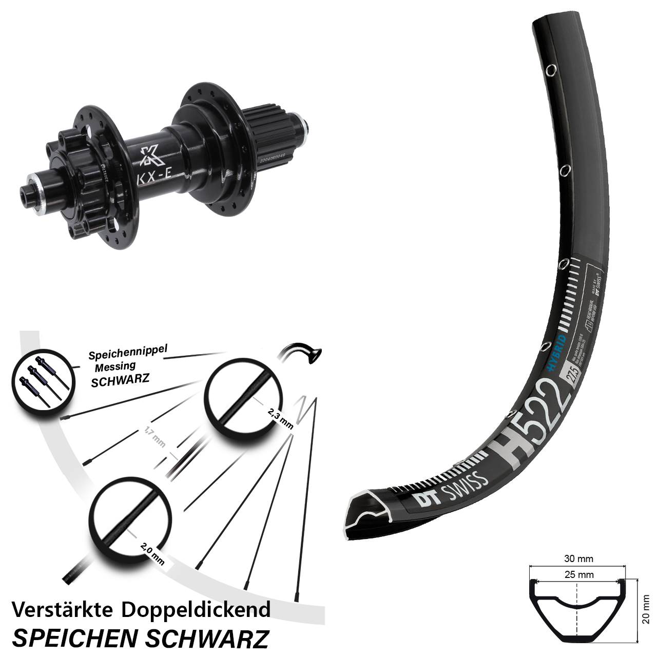 6-Loch Hinterrad 28 Zoll DT Swiss H 522 KX-E Shimano Micro Spline QR Boost
