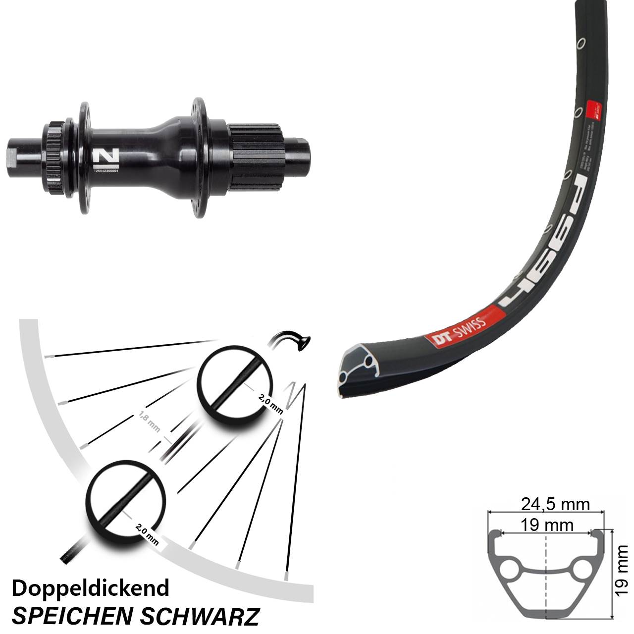 Centerlock Hinterrad 28 Zoll DT Swiss 466 Novatec D792SB Micro Spline 12x142