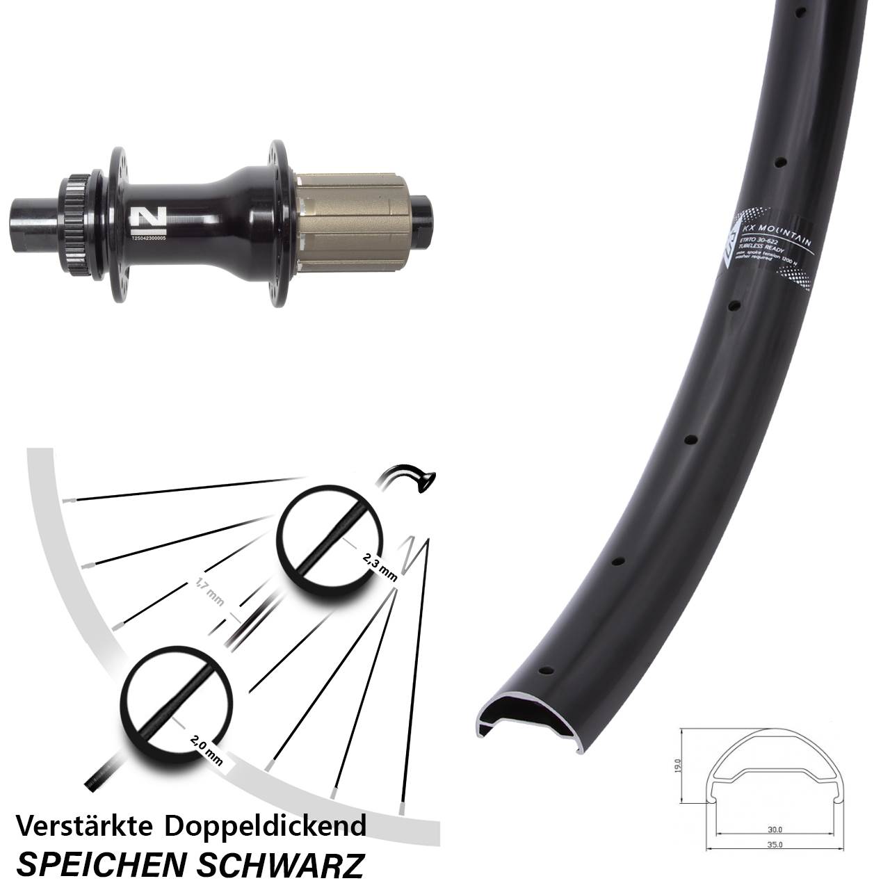 KX Mountain TR Novatec D792SB 29 Zoll Hinterrad Centerlock 12x142 8-12 fach
