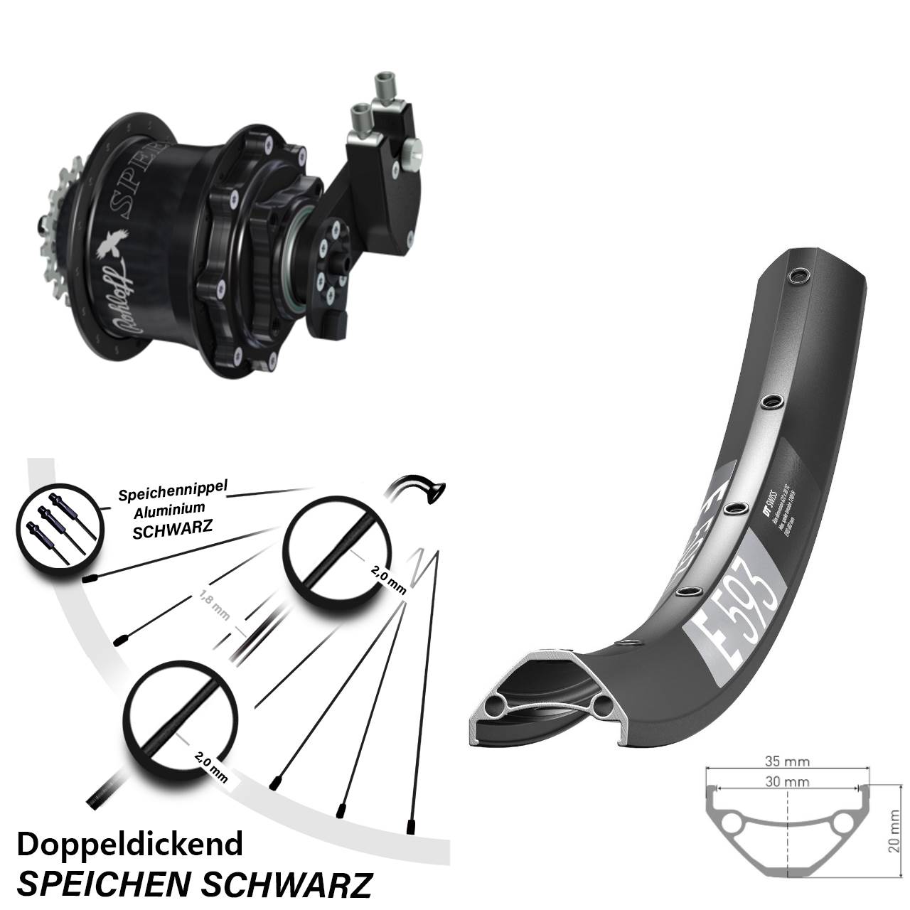 29 Zoll DT Swiss E 593 Rohloff CC DB OEM Tandem