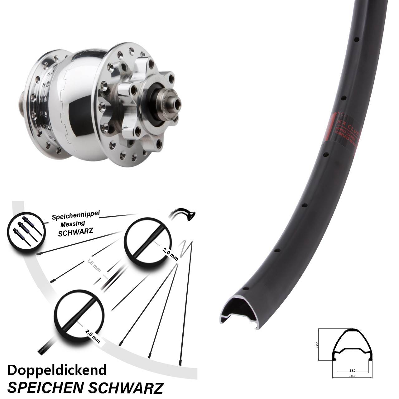 27,5 Zoll KX Clue SON 28 Disc Nabendynamolaufrad für Schnellspanner