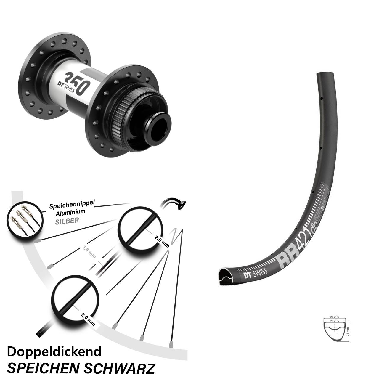 Laufrad 28 Zoll DT Swiss RR 421 Disc-350 12x100 Centerlock