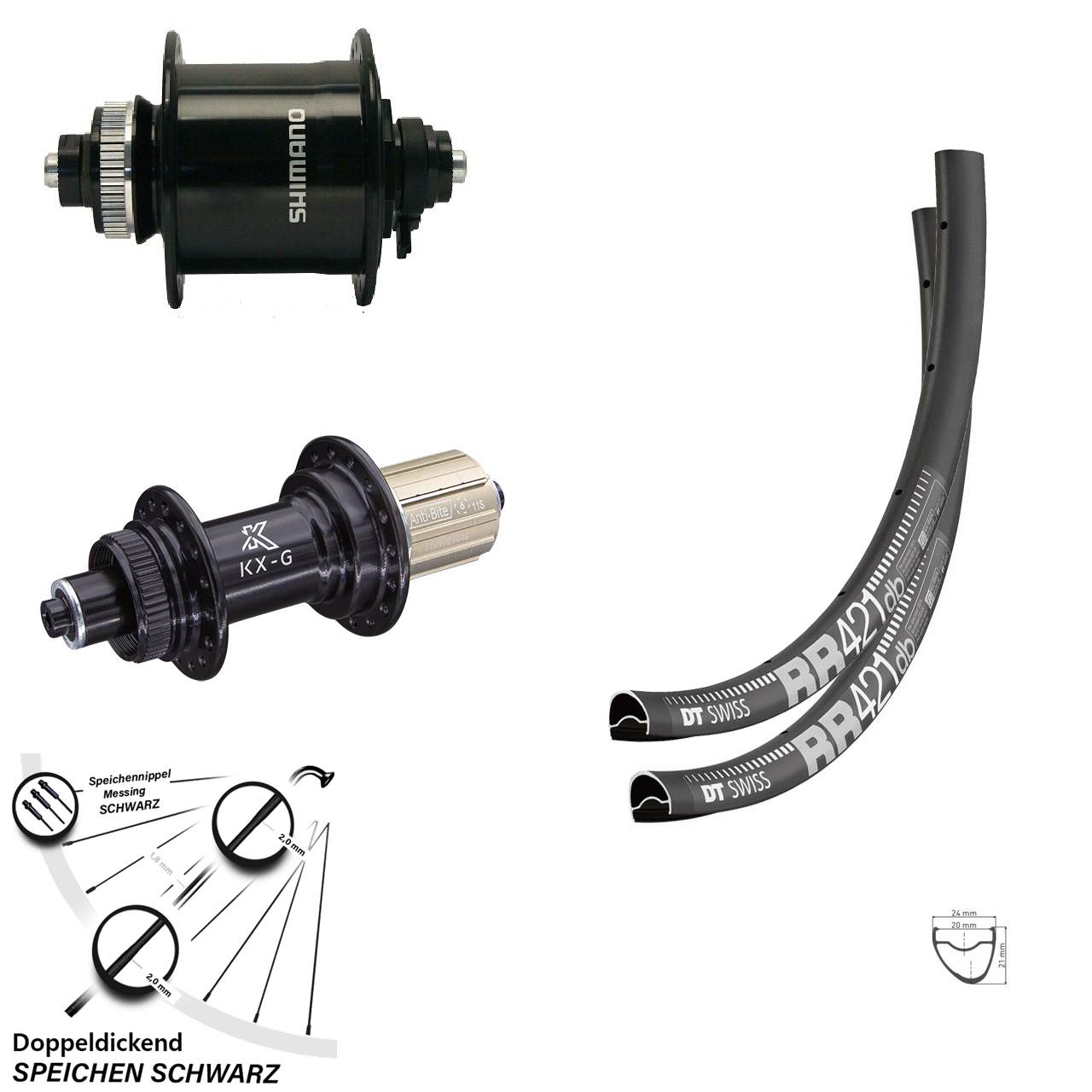 Centerlock Laufradsatz QR 28 Zoll DT Swiss RR 421 KX-G Shimano DH-UR700-3D 8-12 fach
