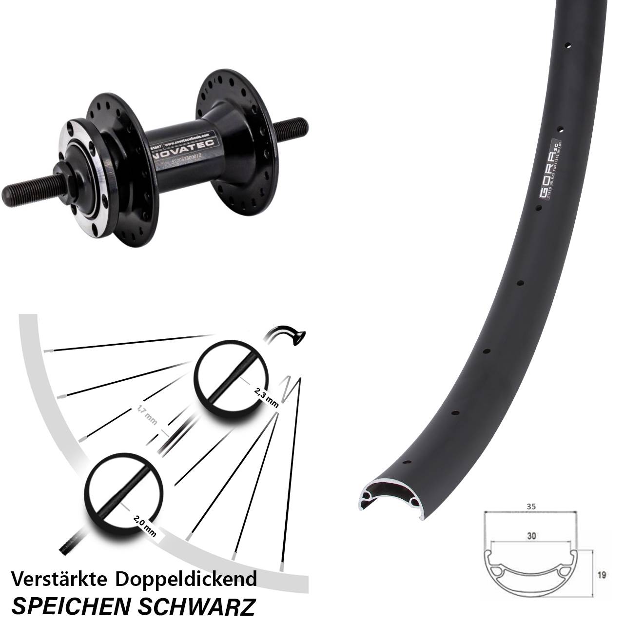 Disc Vorderrad 29 Zoll Gora 30 Novatec D763 Vollachse