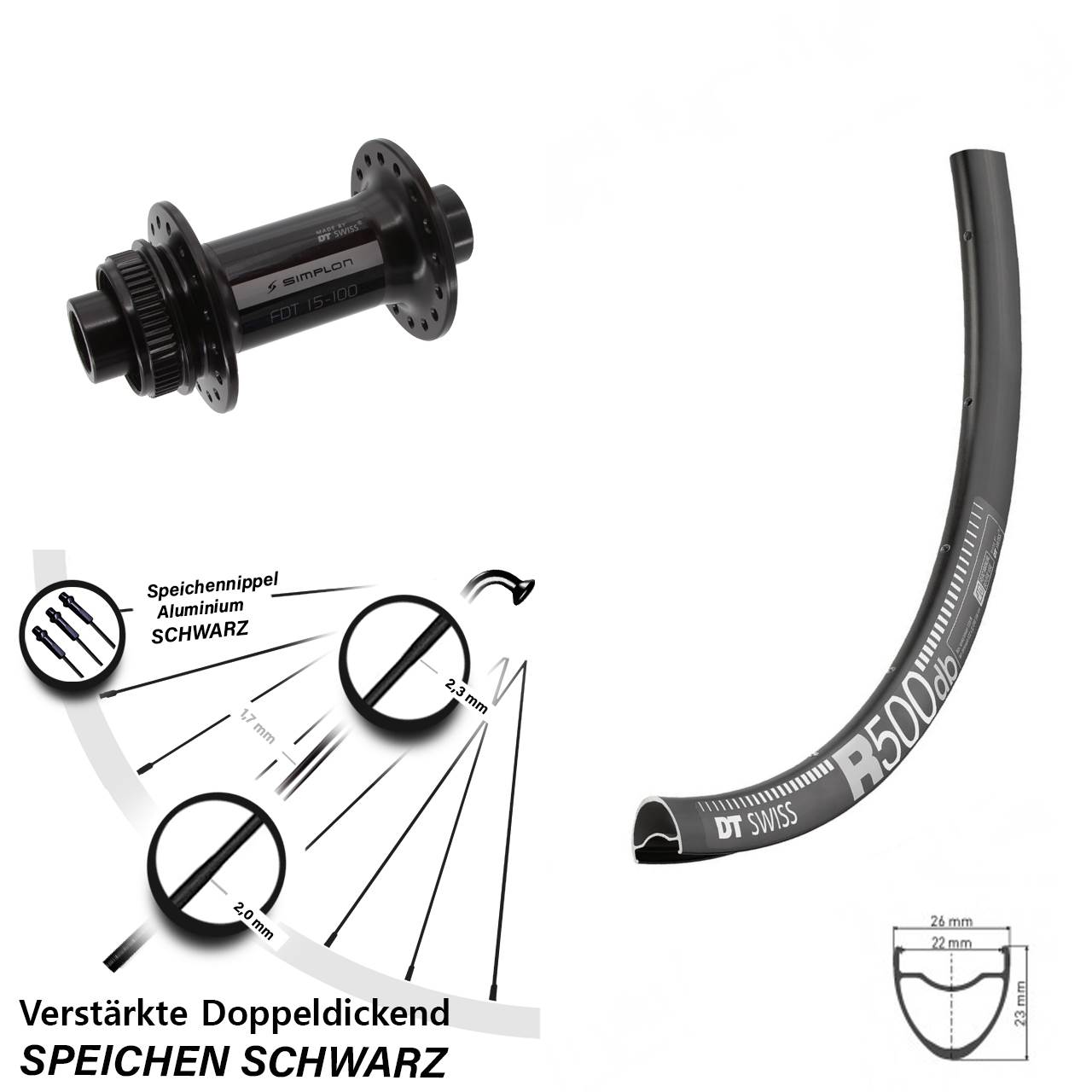 29 Zoll DT Swiss R500-370 Disc Laufrad 12x100