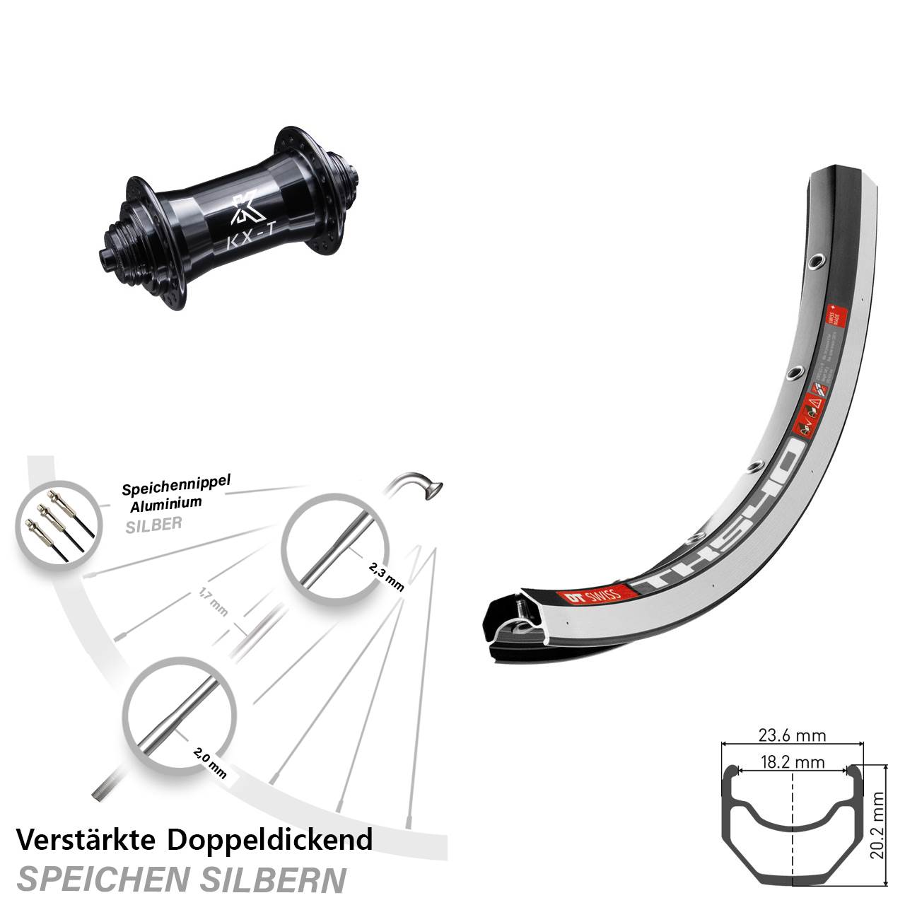 Vorderrad 28 Zoll DT Swiss TK540 KX-T für Schnellspanner