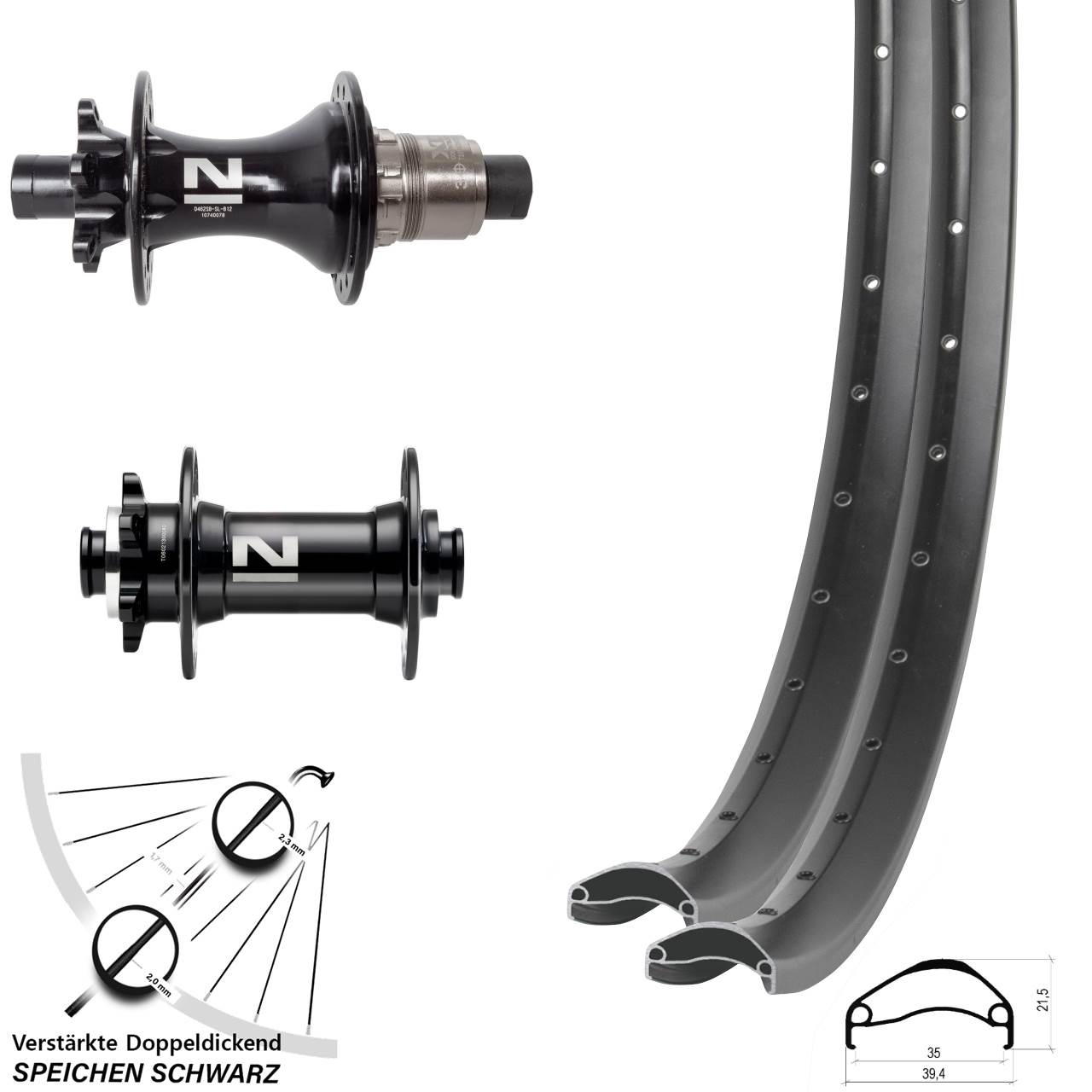 29 Zoll Ambrosio E35 Novatec D041SB D462 Laufradsatz 6-Loch 15x110 12x148 XD