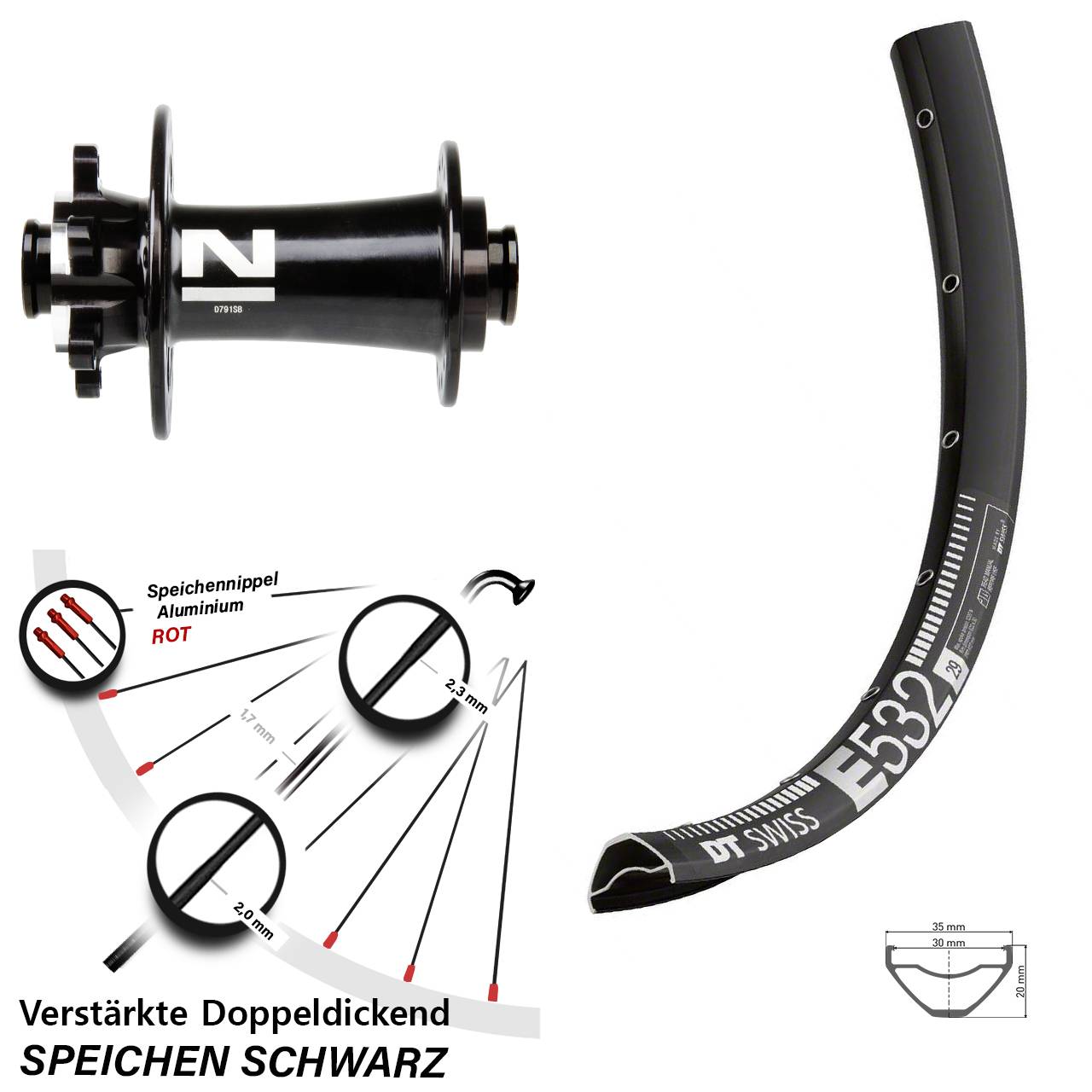 Vorderrad 6-Loch 29 Zoll DT Swiss E 532 Novatec D791 15x100