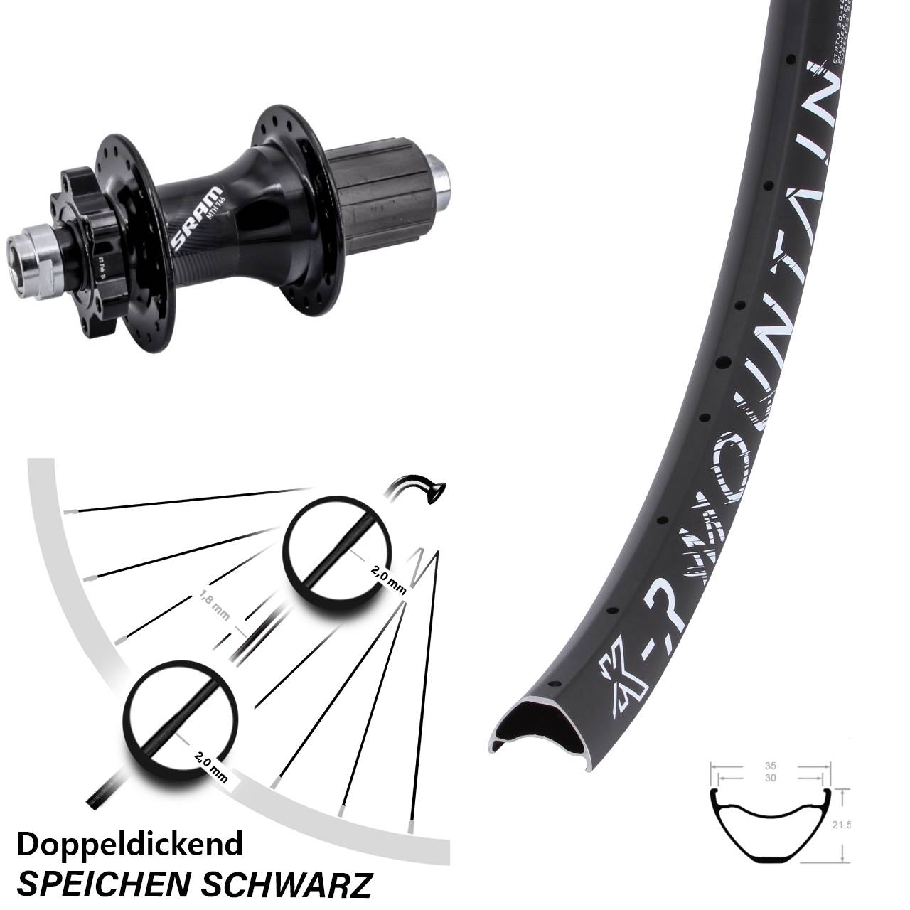 Disc Hinterrad 12x148 27,5 Zoll KX-R Mountain Sram 746 8-11 fach
