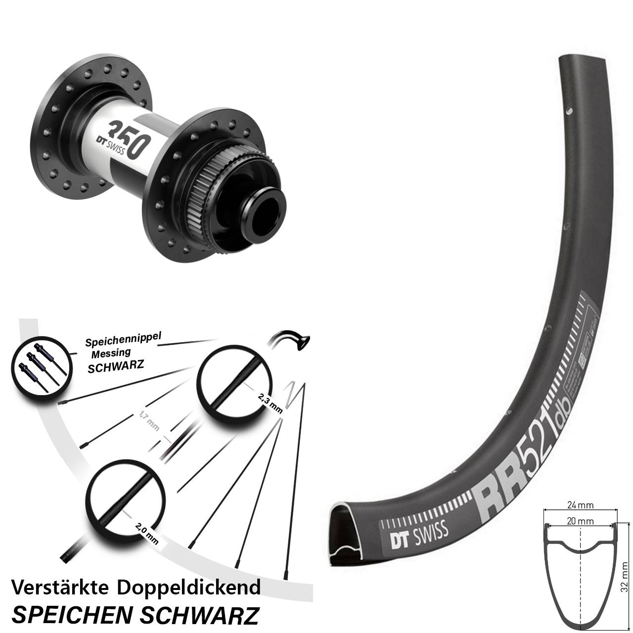 Vorderrad 12x100 28 Zoll DT Swiss RR 521-350 Road