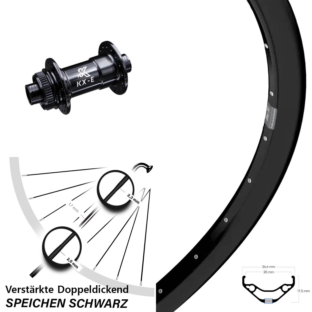 Ryde Disc 30 KX-E Heavy Duty 29 Zoll Vorderrad Centerlock 15x100