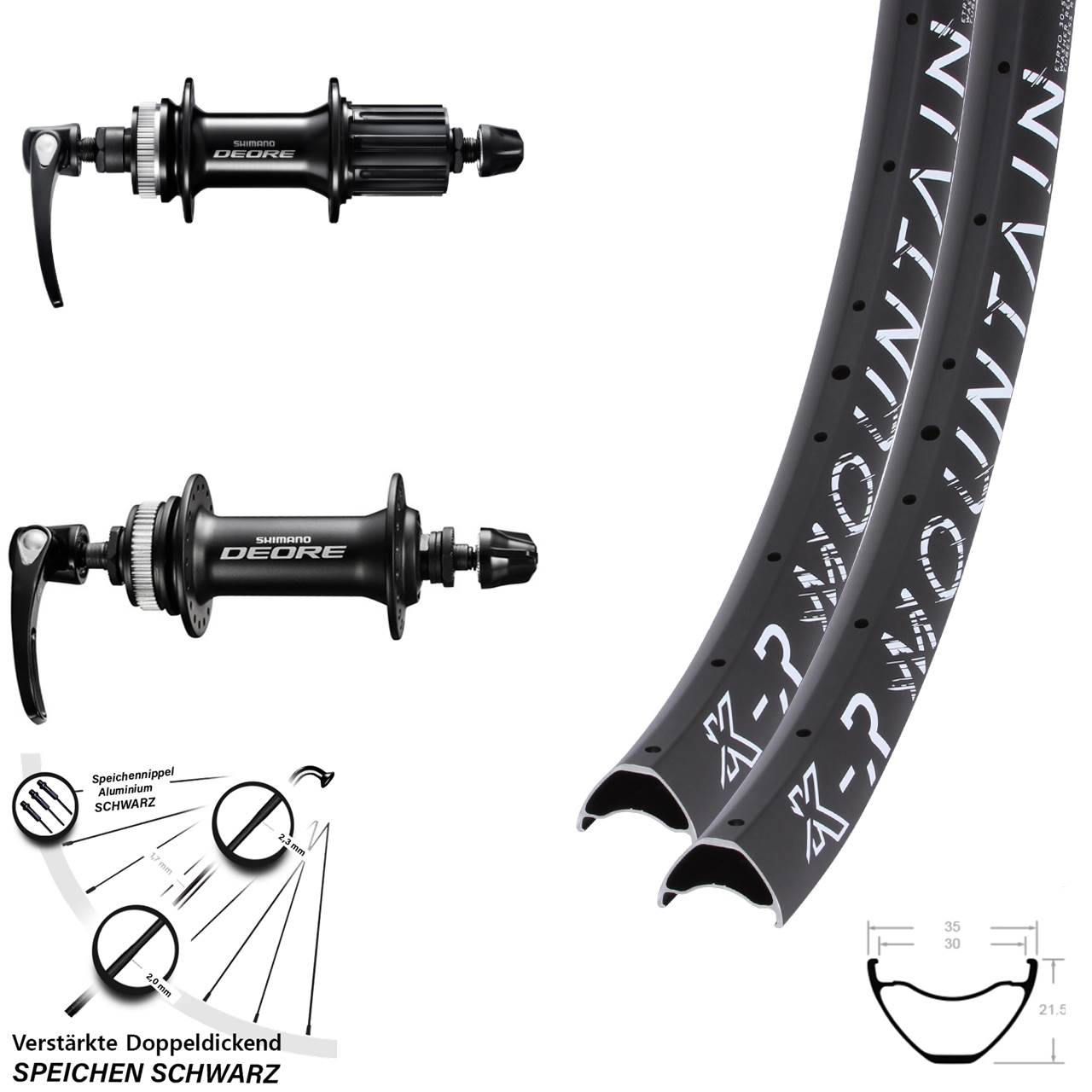 Disc Laufradsatz QR 29 Zoll KX-R Mountain Shimano FH-M6000 HB-M6000 8-11 fach HG