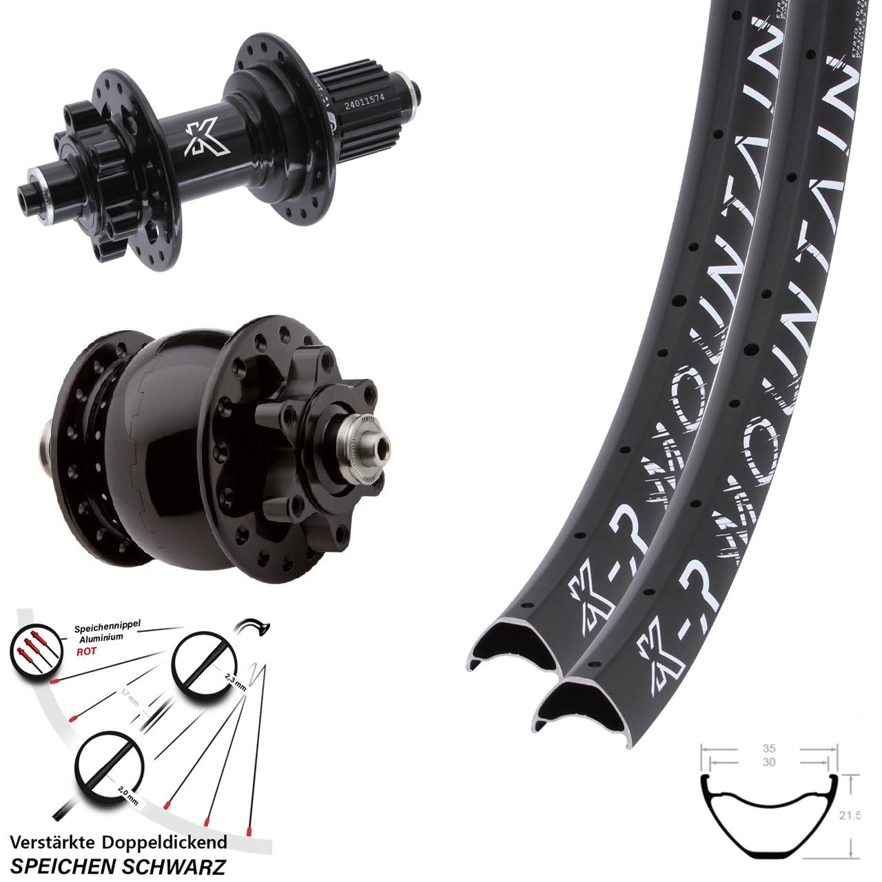 29 Zoll KX-MR Mountain SON 28 6-Loch Laufradsatz QR Micro Spline