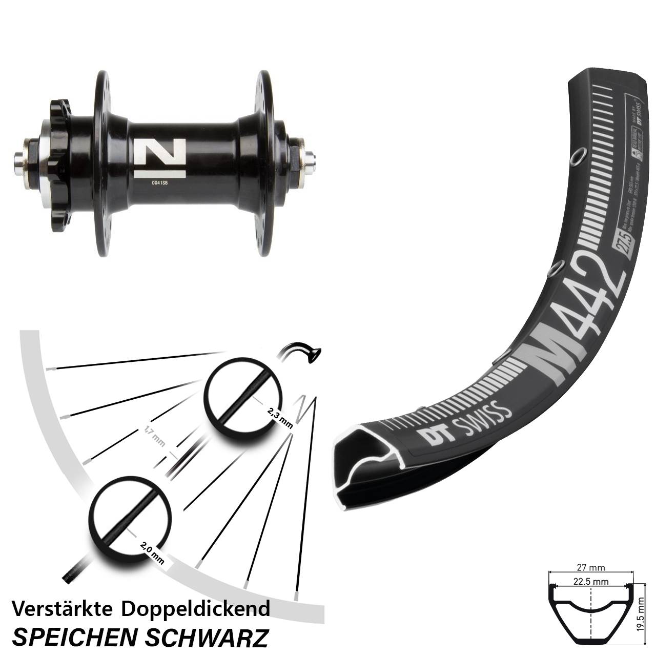 DT Swiss M442 Novatec D041 28-29 Zoll Disc Laufrad für Schnellspanner