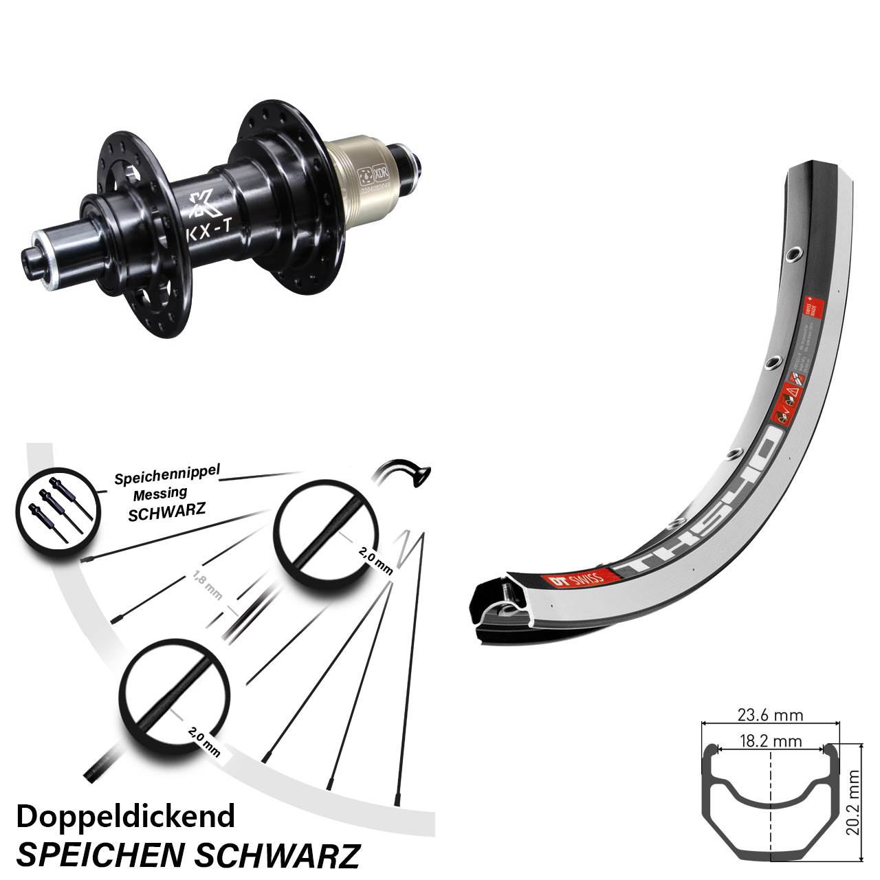 DT Swiss TK 540 Hinterrad 28 Zoll KX-T schwarz Sram XD 5x135 mm
