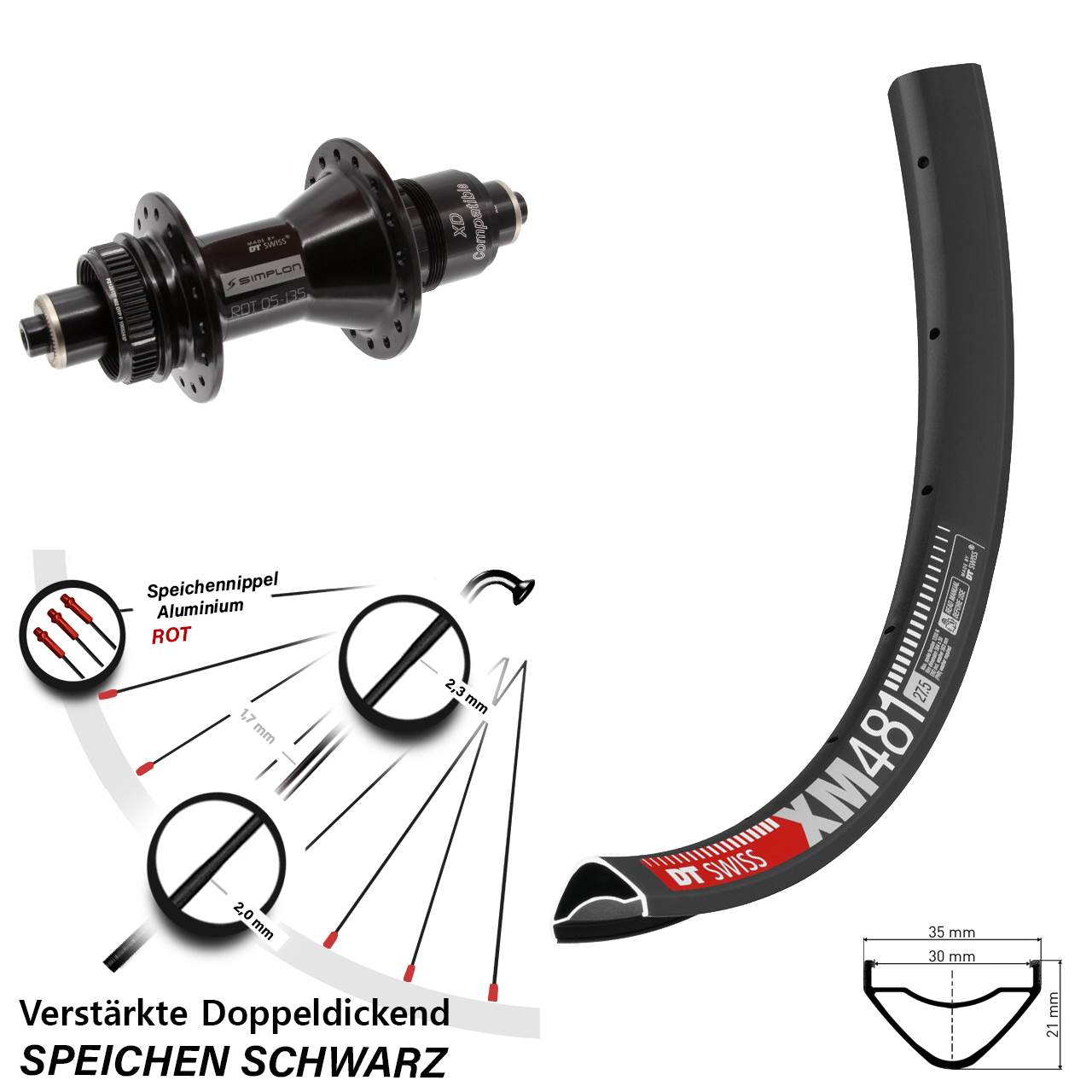 Disc Laufrad 27,5 Zoll DT Swiss XM 481-370 XD 11-12 fach QR