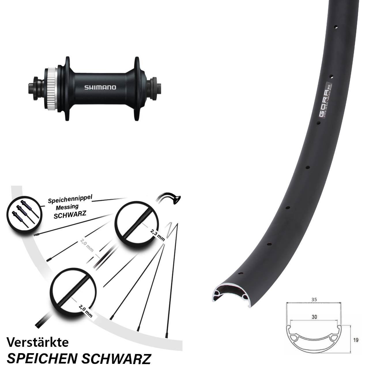 26 Zoll Gora 30 Shimano Alivio Centerlock Vorderrad QR