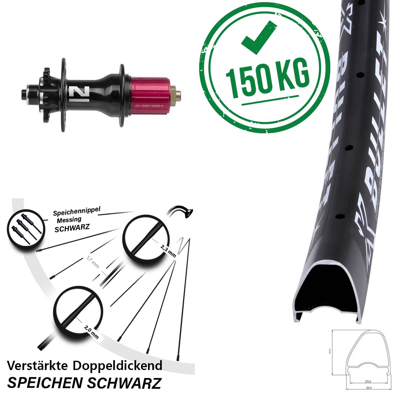 Hinterrad 6-Loch 28 Zoll KX Bullet OS Novatec D792SB 8-12 fach QR