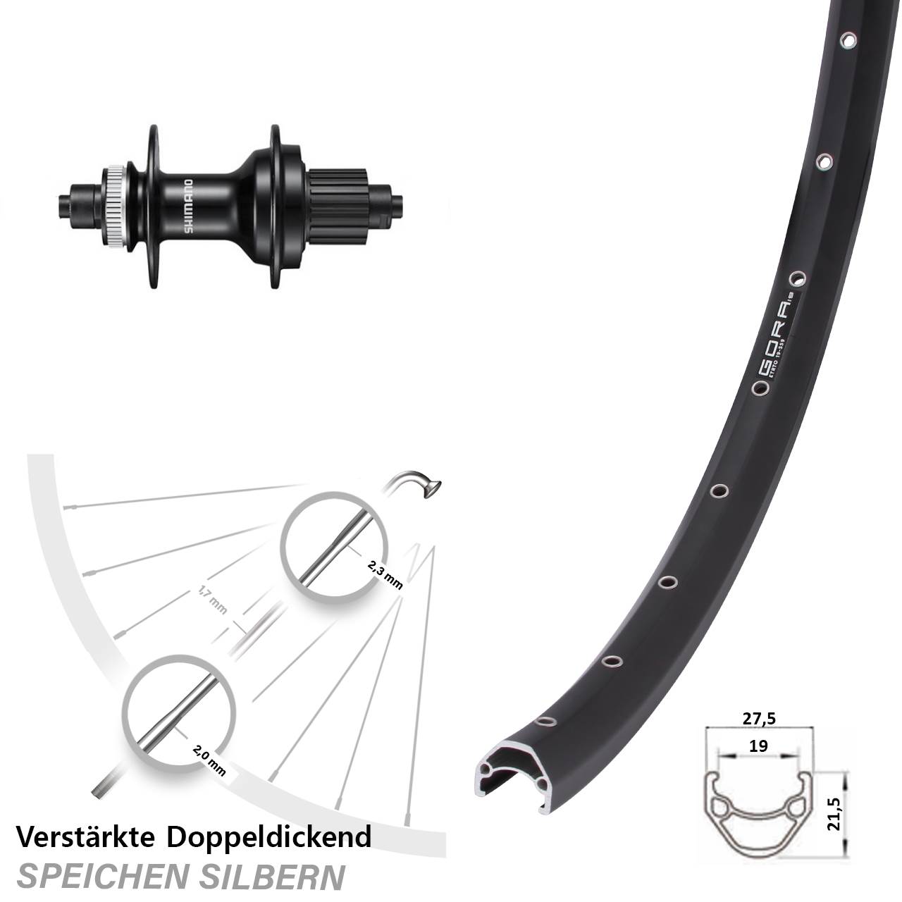 Disc Hinterrad 28 Zoll Gora 19 Shimano MT500 Micro Spline QR