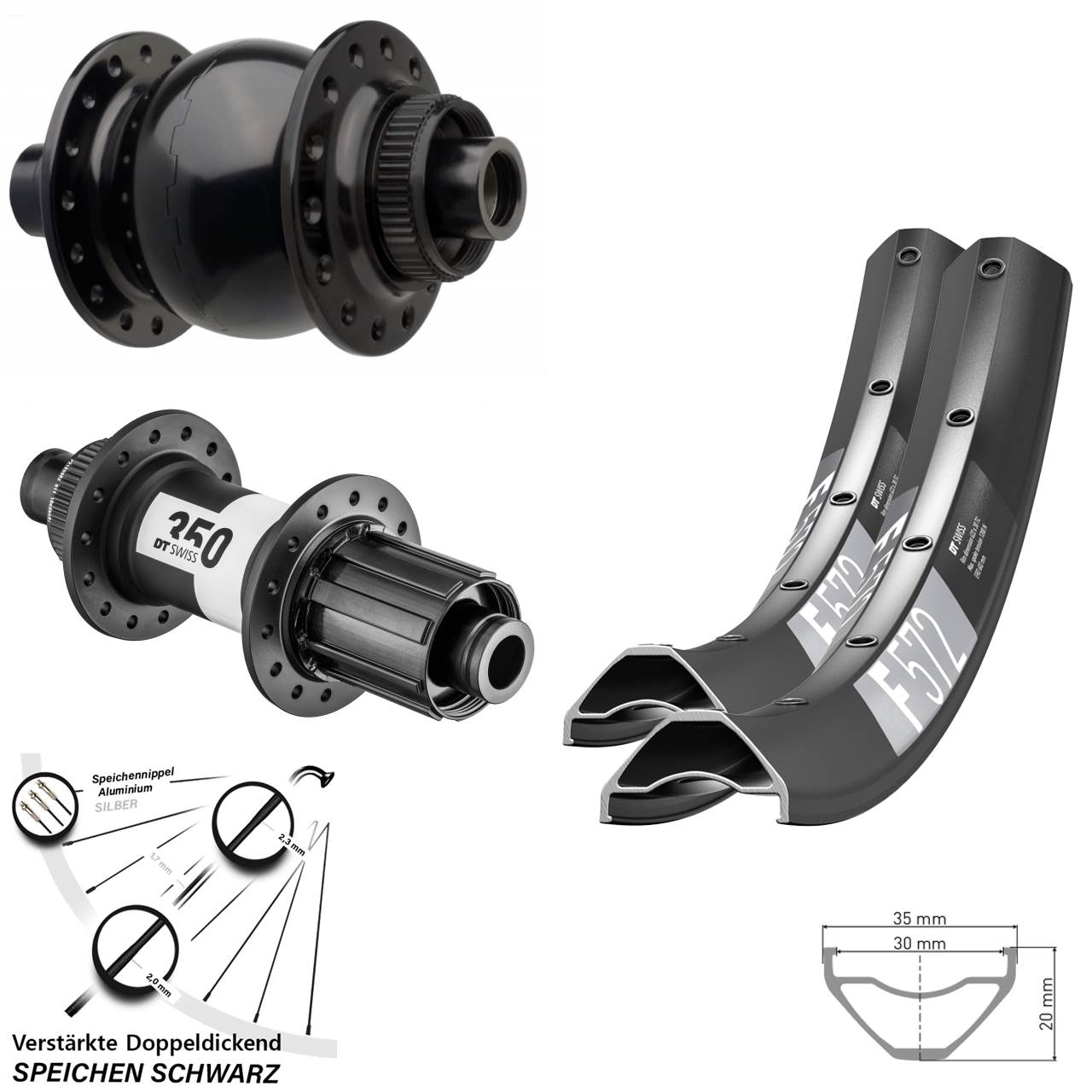 Laufradsatz Centerlock 15x110 12x148 27,5 Zoll DT Swiss F572 350 SON 28 8-11 fach HG