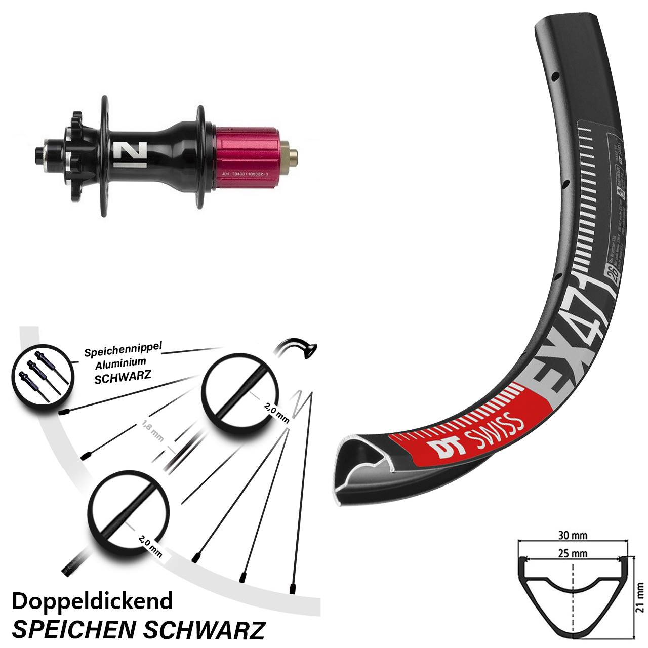 29 Zoll DT Swiss EX 471 Novatec D792 Disc Laufrad für Schnellspanner 8-12 fach