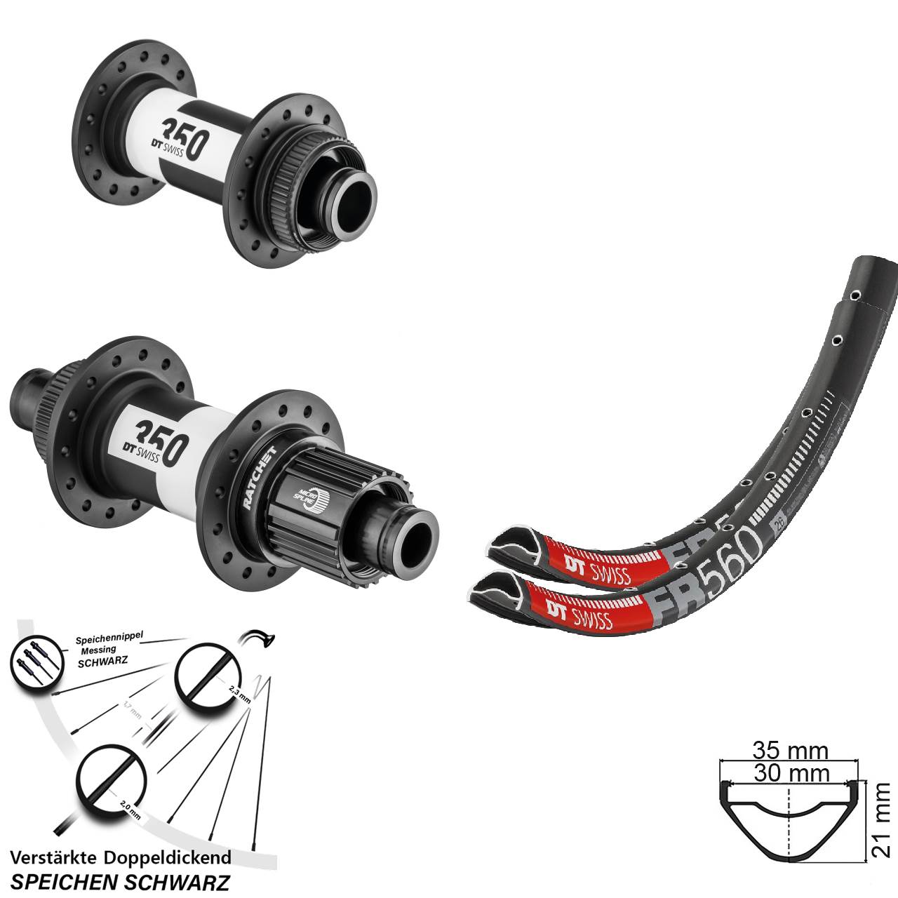 DT Swiss FR560 350 26 Zoll Laufradsatz Centerlock 15x100 12x142 Micro Spline