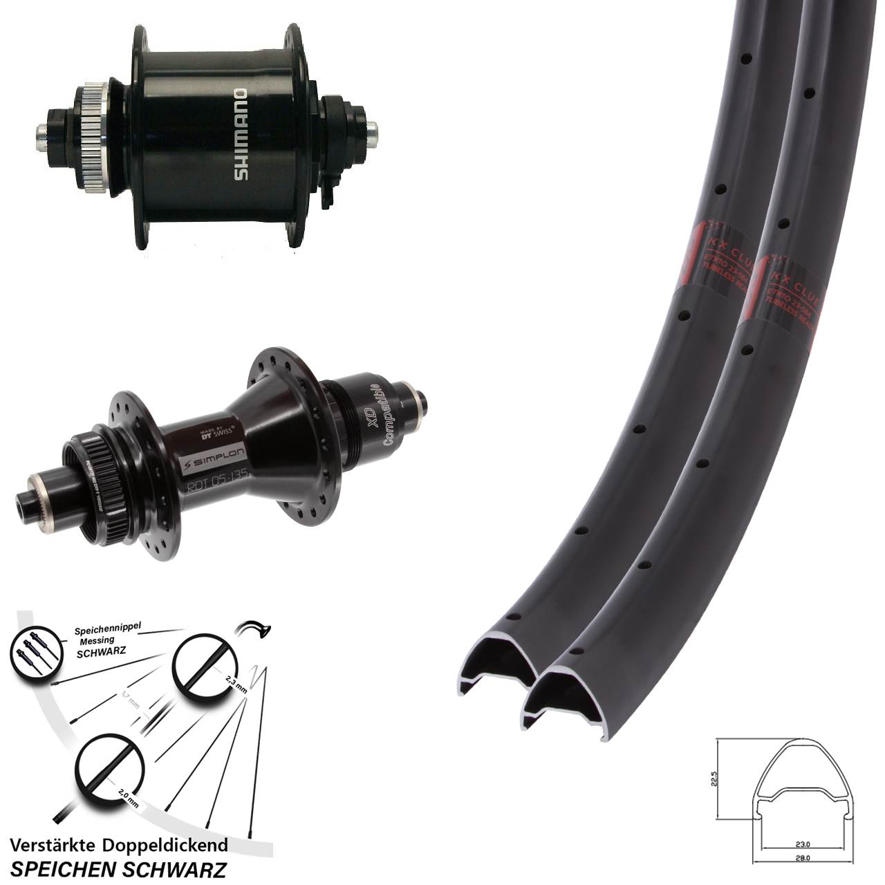 KX Clue DT Swiss 370 Shimano DH-UR700 650B Laufradsatz Centerlock QR XD 11-12 fach