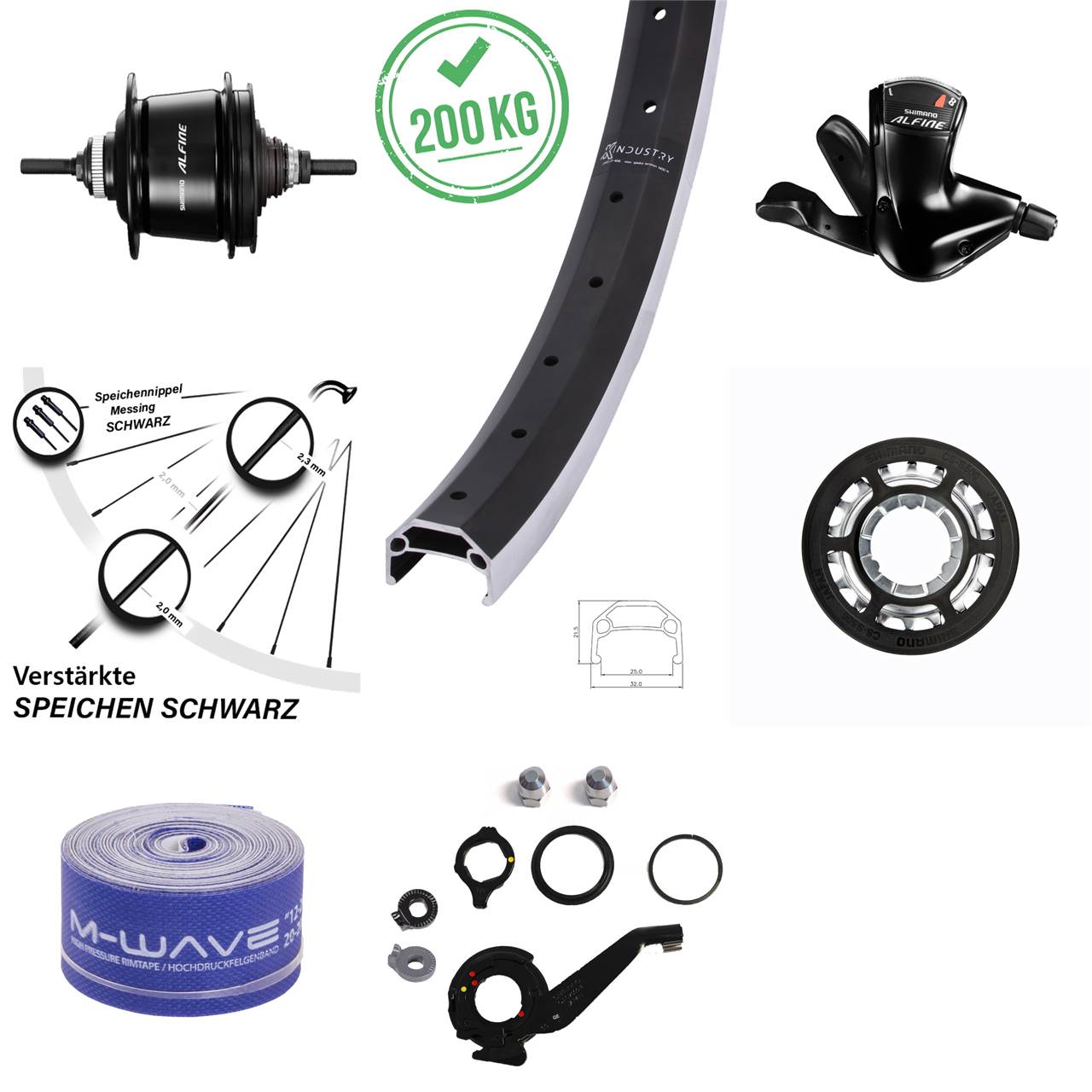 26 Zoll Hinterrad Shimano Alfine 8 Gang KX Industry für Felgenbremse