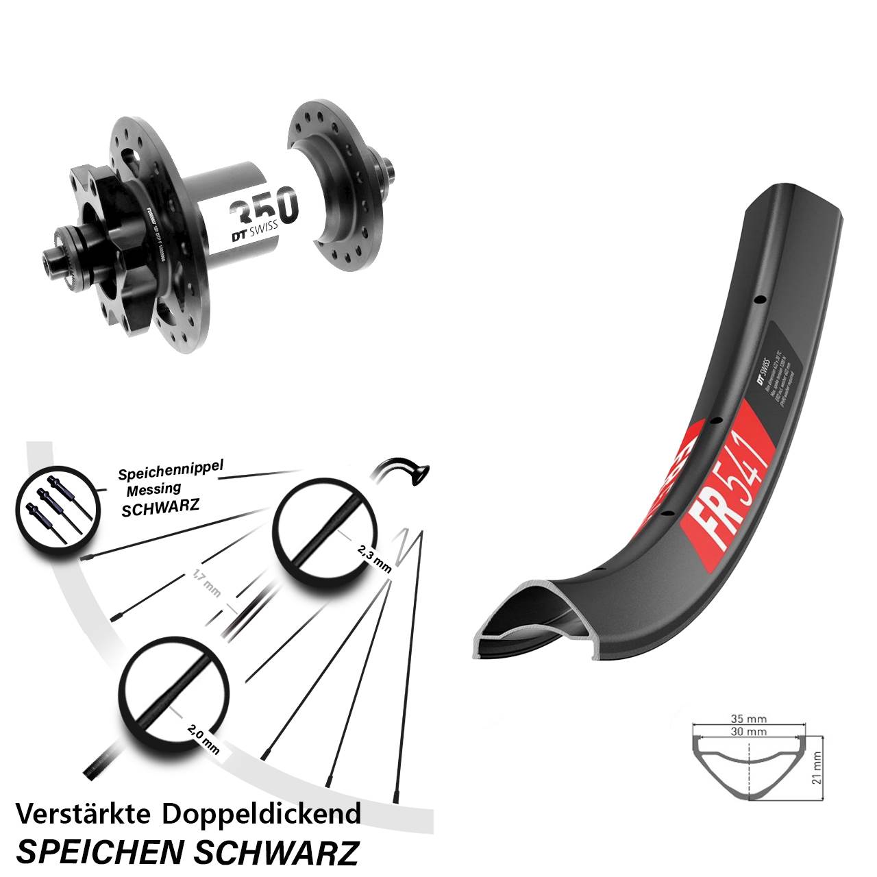 29 Zoll DT Swiss FR 541-350 Disc Vorderrad QR