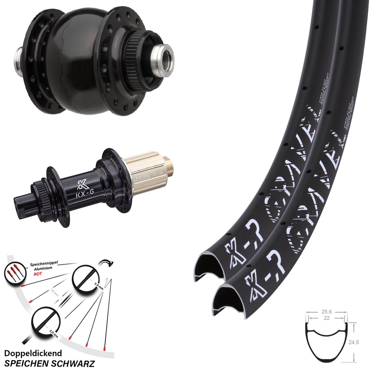 KX-GR Gravel Laufradsatz 12x100/142 Centerlock 8-12 fach Road Dynamo SON 28 Zoll