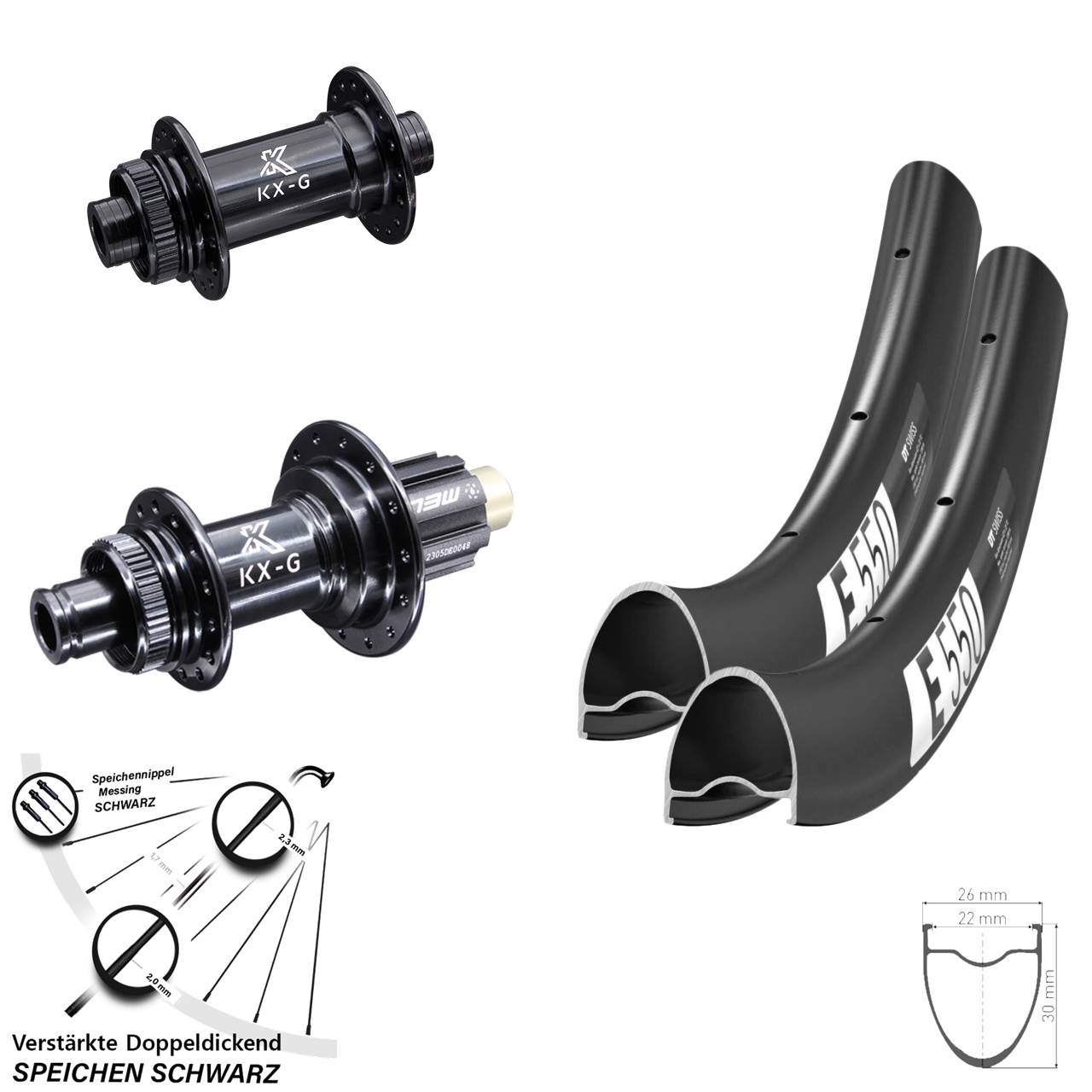 Disc Laufradsatz 28 Zoll DT Swiss E550 KX-G Campagnolo N3W 15x100 12x142
