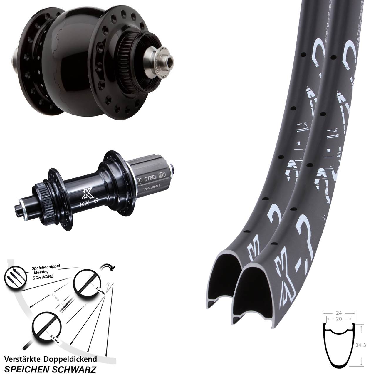 Laufradsatz 28-29 Zoll KX-R GS Road SON 28 8-12 fach für Schnellspanner
