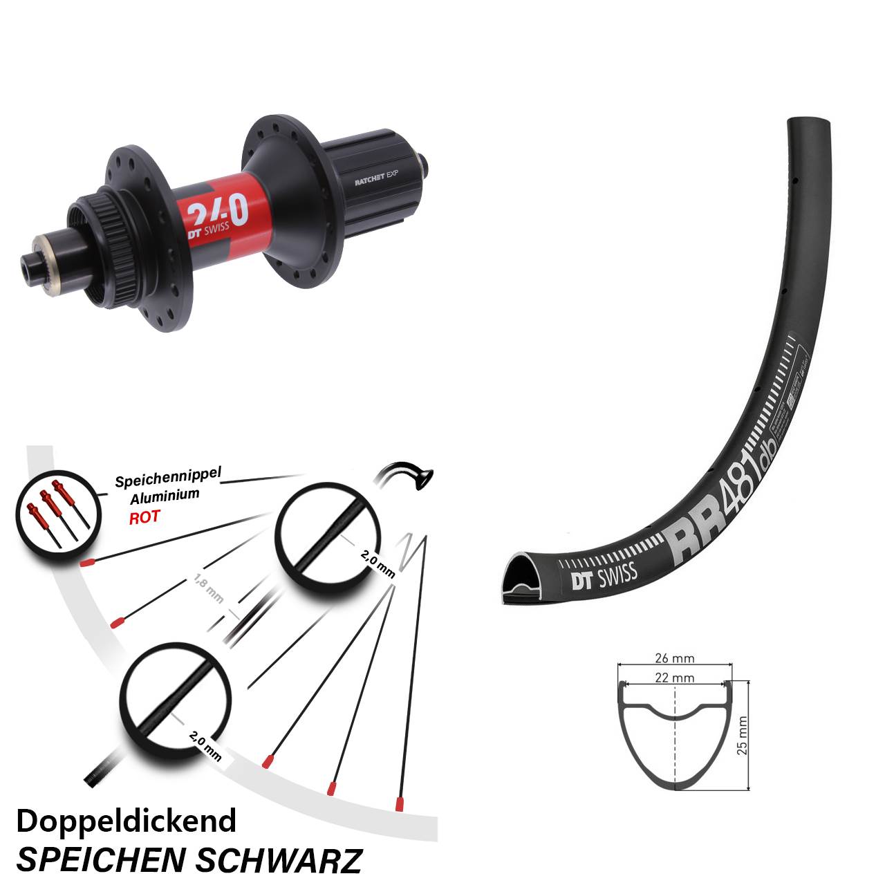 Disc Hinterrad QR 28 Zoll RR 481 DT Swiss 240 11-12 fach HG