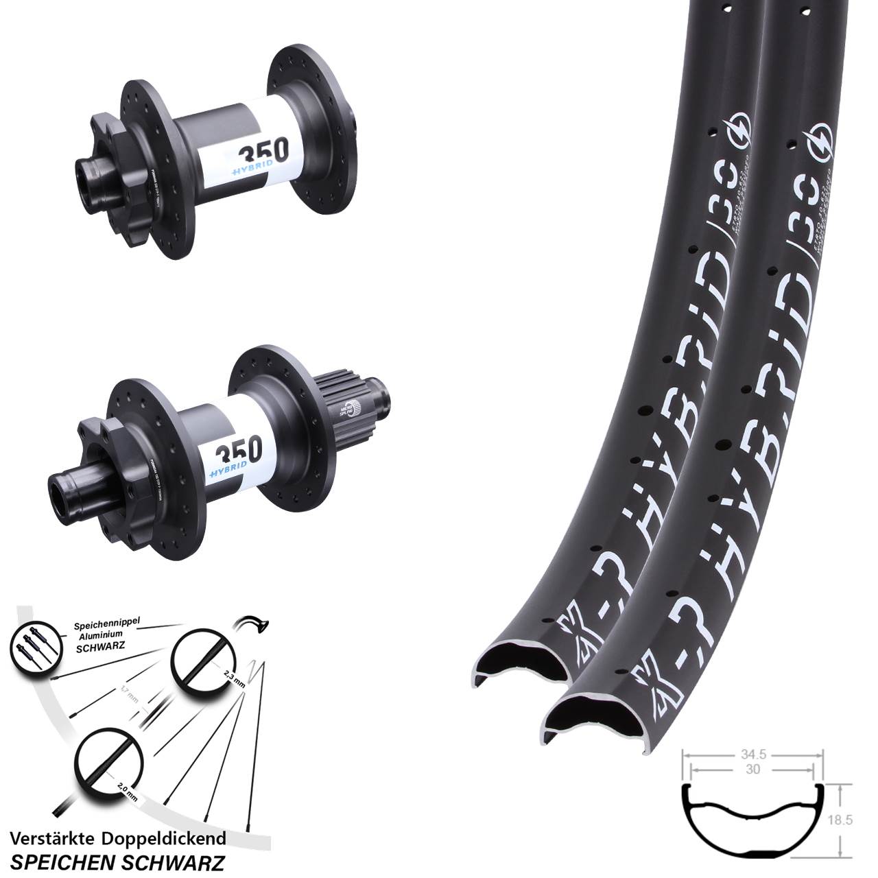 Laufradsatz 29 Zoll DT Swiss 350 Ratchet 36 Boost Micro Spline KX-R Hybrid 30