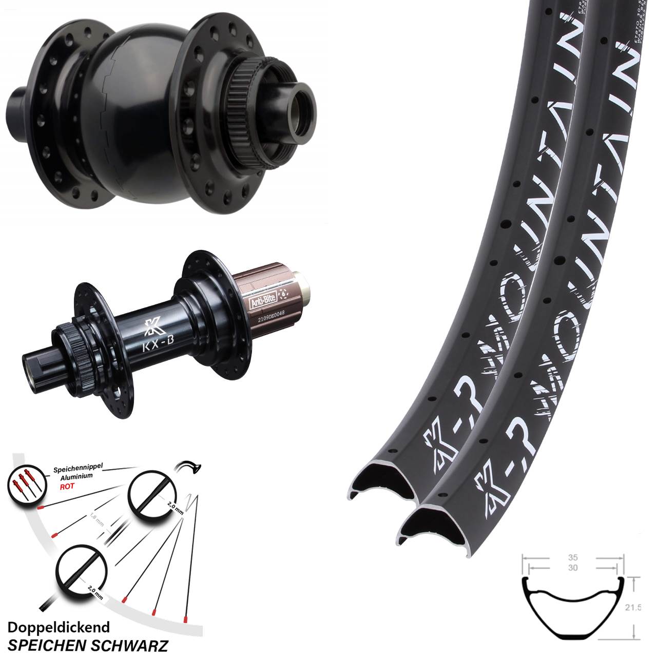 Boost Centerlock Laufradsatz 15x110 12x148 29 Zoll KX-R Mountain Dynamo SON 28 8-12 fach