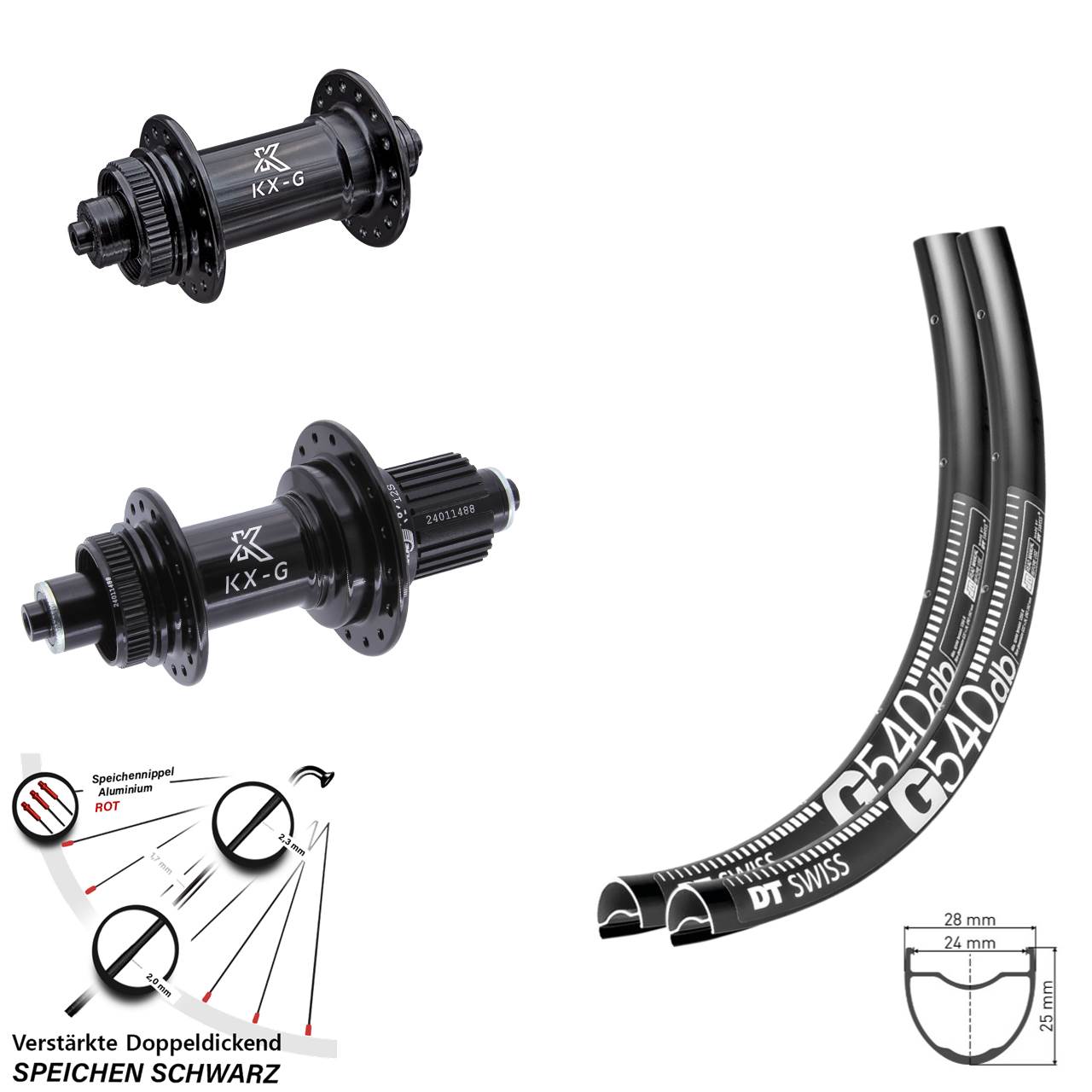 Centerlock Laufradsatz 28-29 Zoll DT Swiss G 540 KX-G Micro Spline QR
