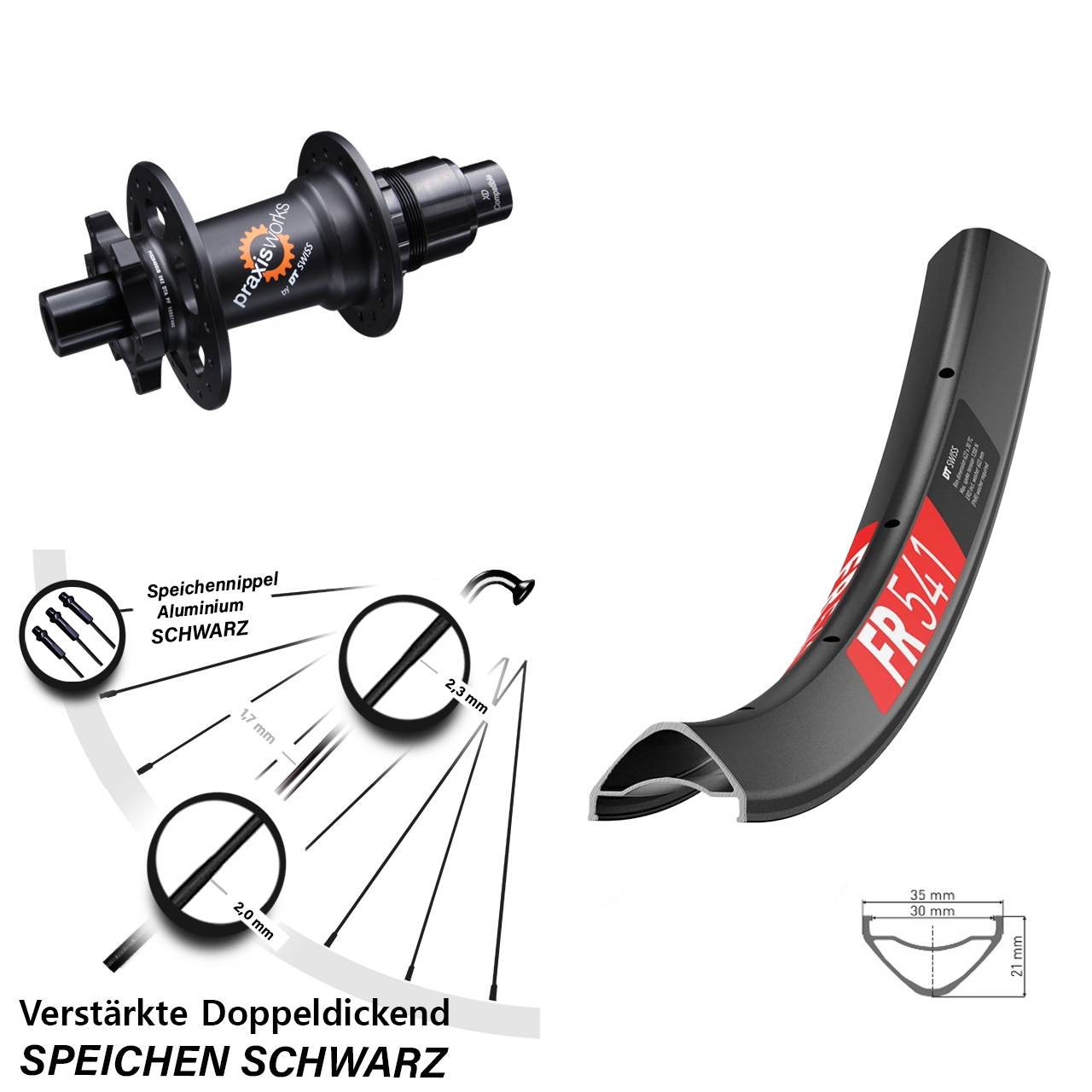 6-Loch Hinterrad 29 Zoll DT Swiss FR 541-350 Ratchet 36 XD 12x142