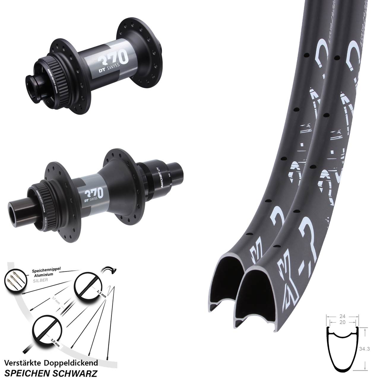 Centerlock Laufradsatz 29 Zoll KX-R Road DT Swiss 370 XDR 11-12 fach 12x100/142