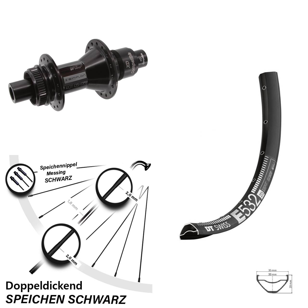 Centerlock Hinterrad 12x142 27,5 Zoll DT Swiss E 532-370 XD