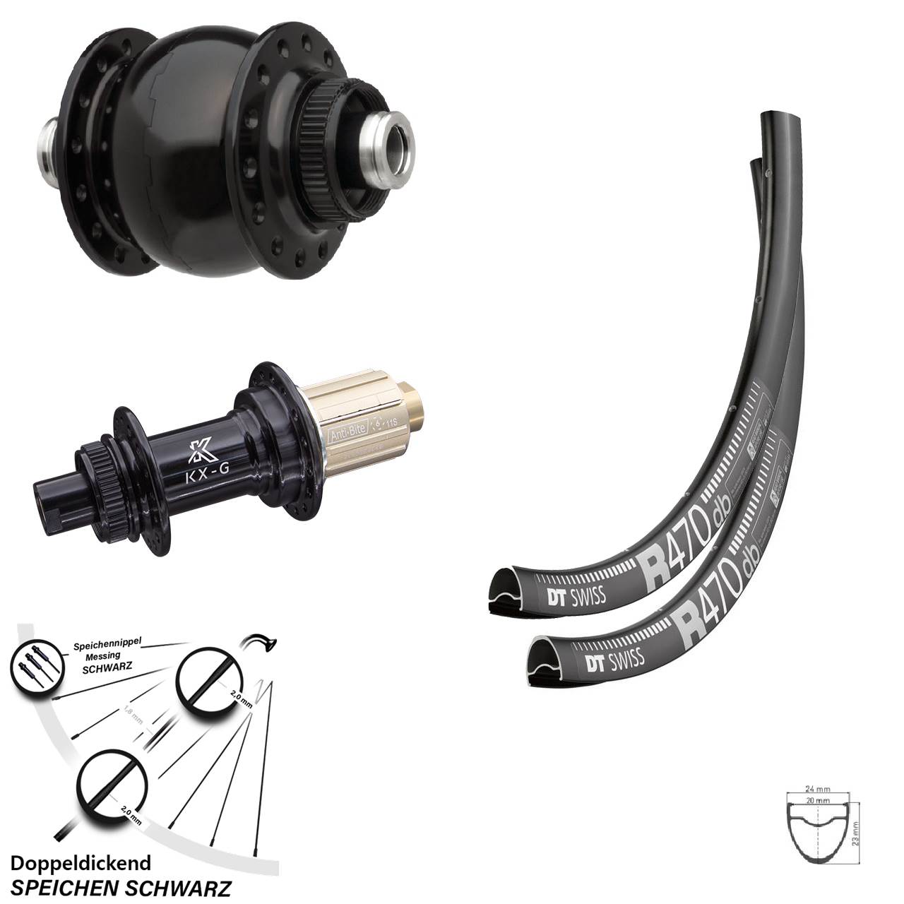 Disc Laufradsatz 28 Zoll DT Swiss R 470 KX-G SONdelux 8-12 fach 12x100/142