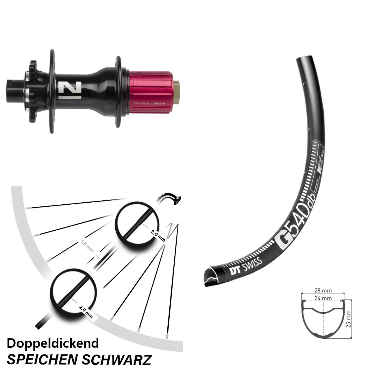 DT Swiss G540 Novatec Superlight 27,5 Zoll Disc Hinterrad 12x142 8-12 fach