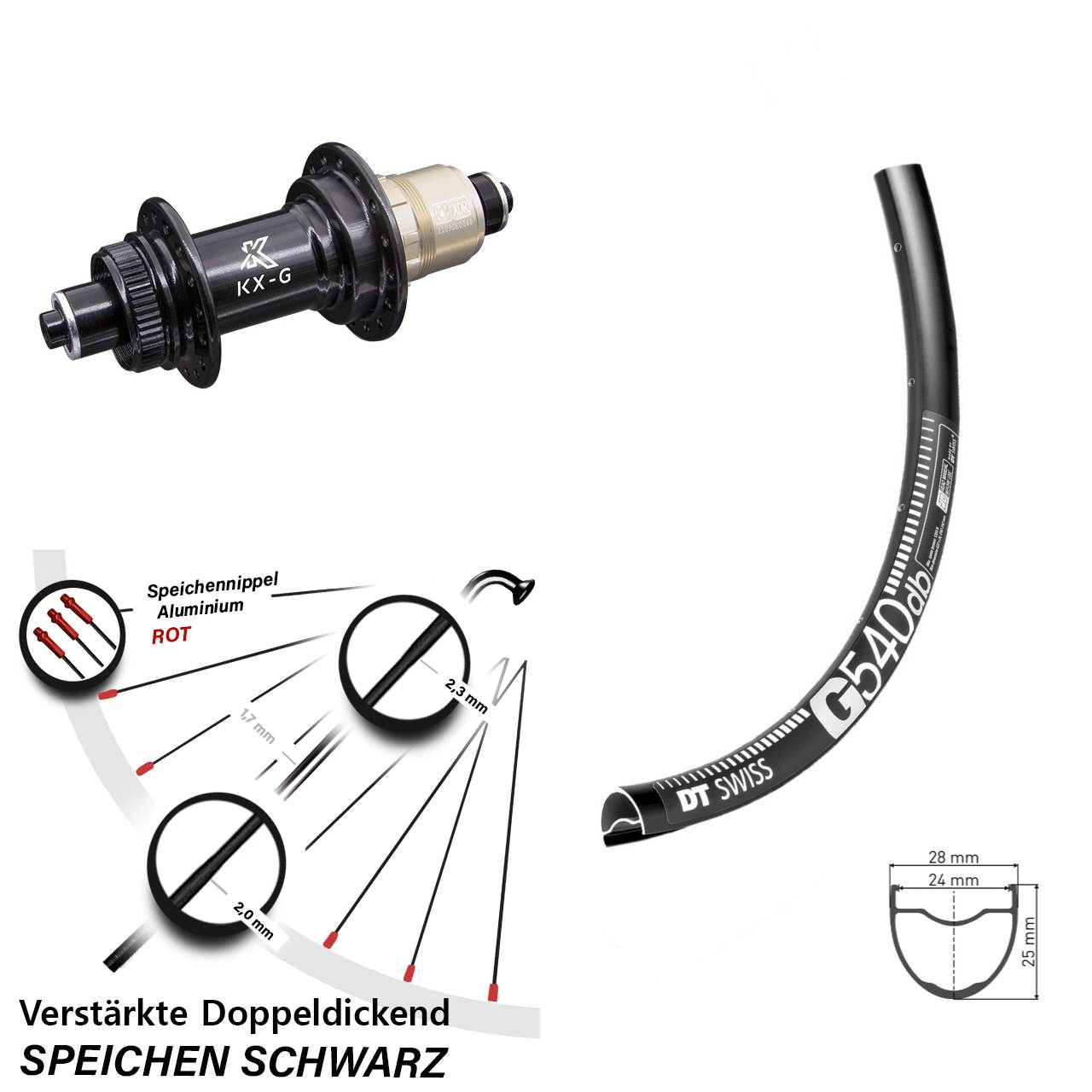 DT Swiss G 540 KX-G 27,5 Zoll Hinterrad Centerlock QR XDR 11-12 fach