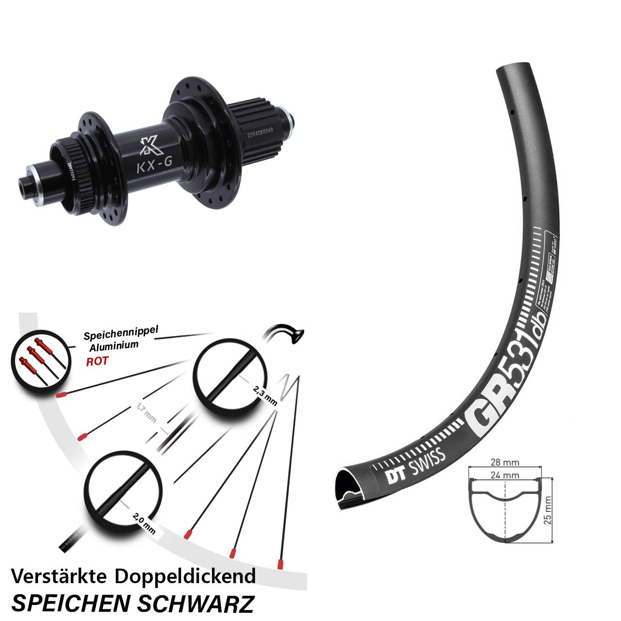 Disc Laufrad QR 28-29 Zoll DT Swiss GR 531 KX-GS verstärkt Shimano Micro Spline