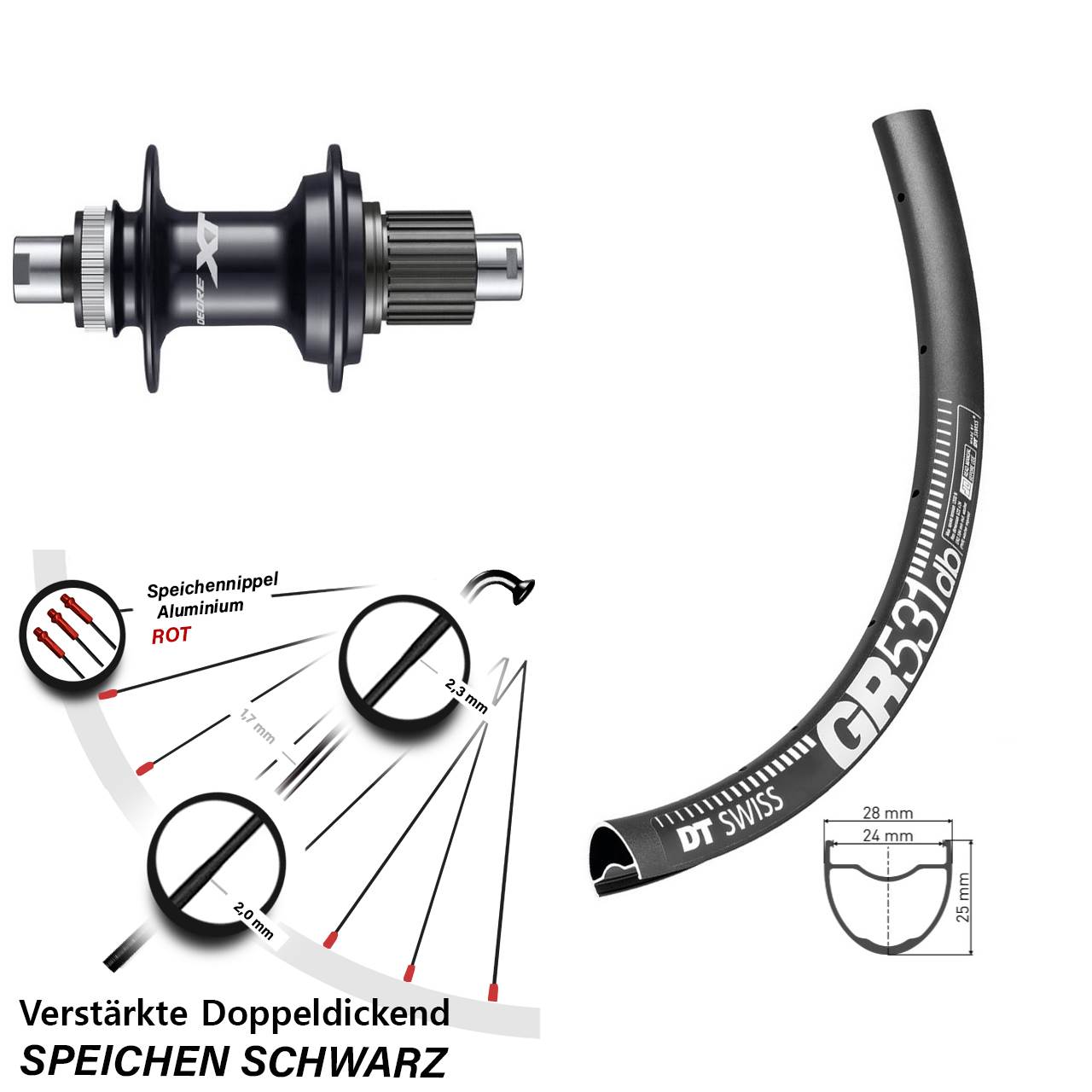 DT Swiss GR 531 29 Zoll Hinterrad Shimano XT Micro Spline