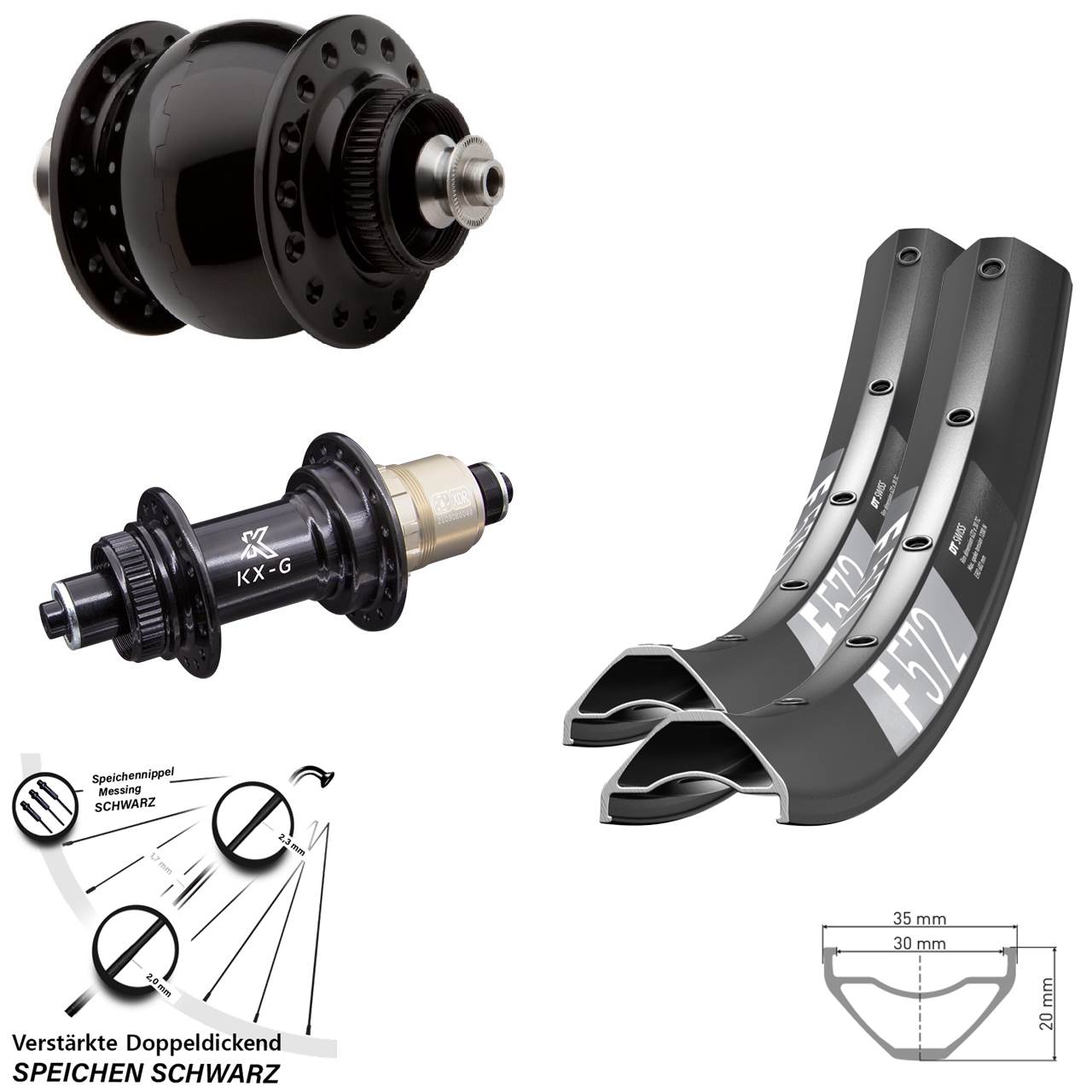 Disc Laufradsatz für Schnellspanner 650B DT Swiss F 572 KX-G SON 28 XDR 11-12 fach